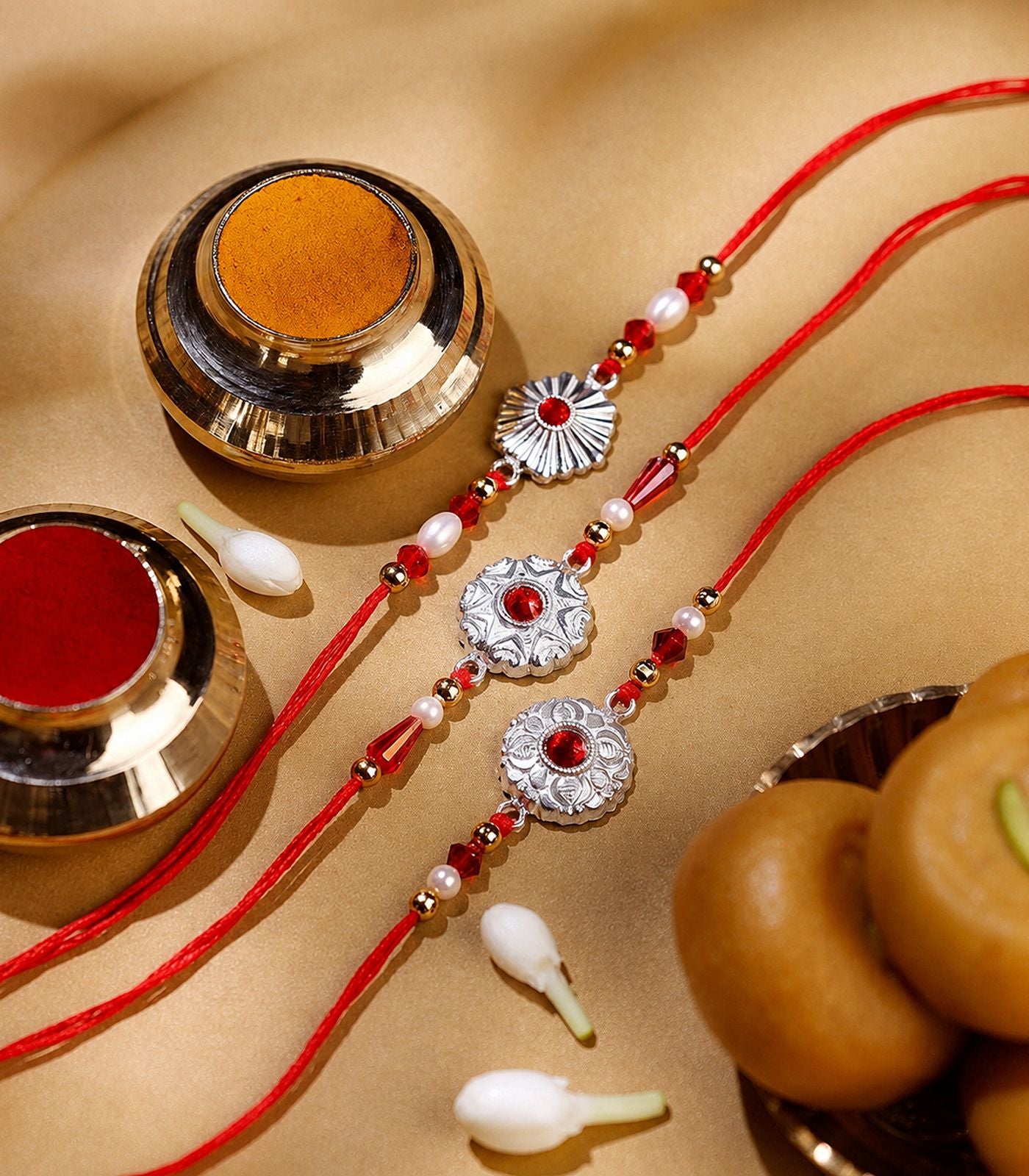 Silver Rakhi Combo Pack of 3