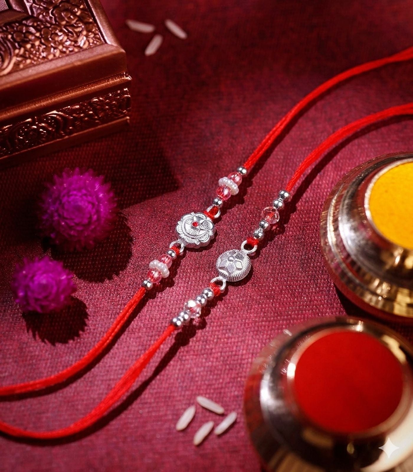 Silver Rakhi Combo Pack of 2
