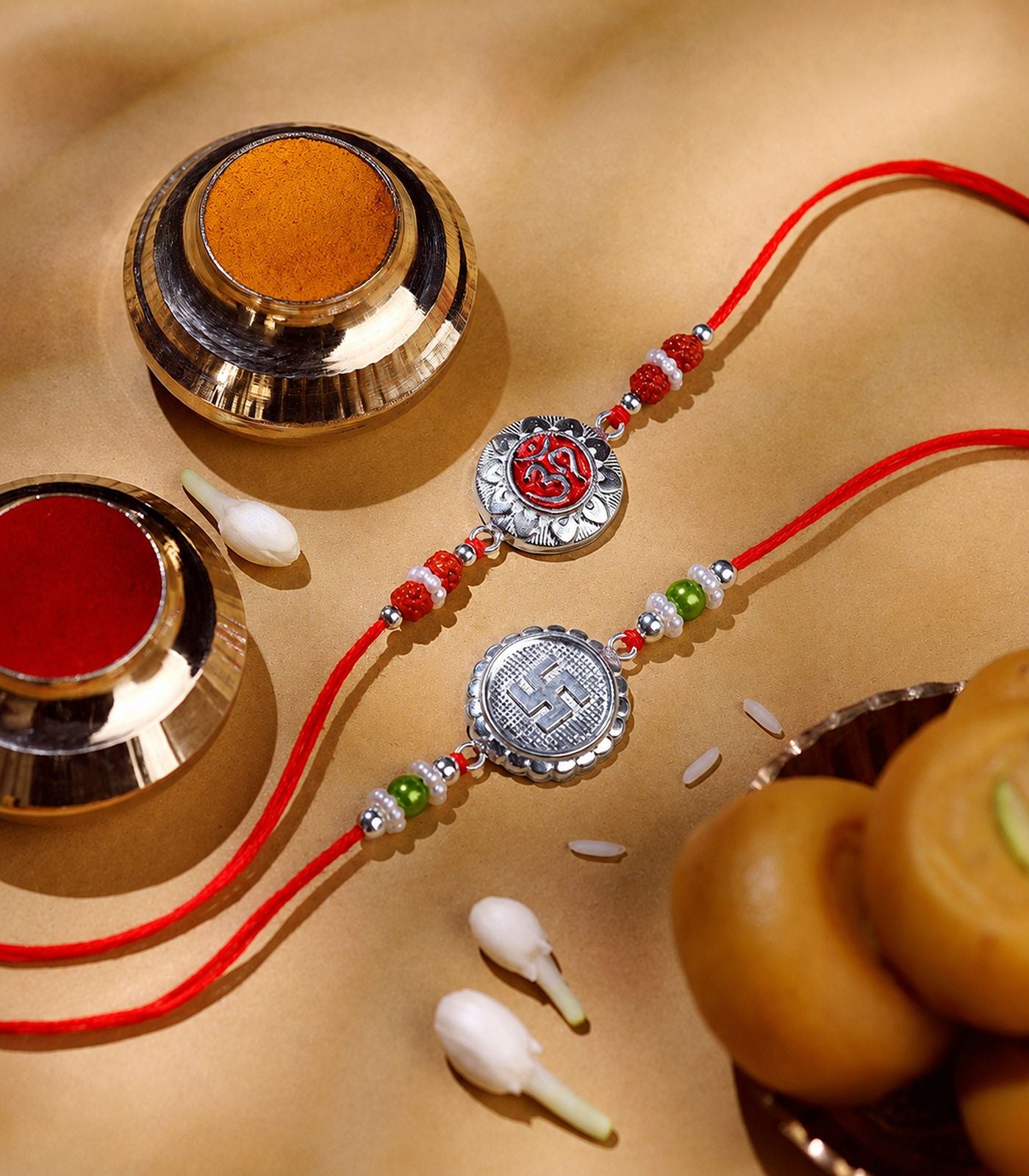 Silver Rakhi Combo Pack of 2