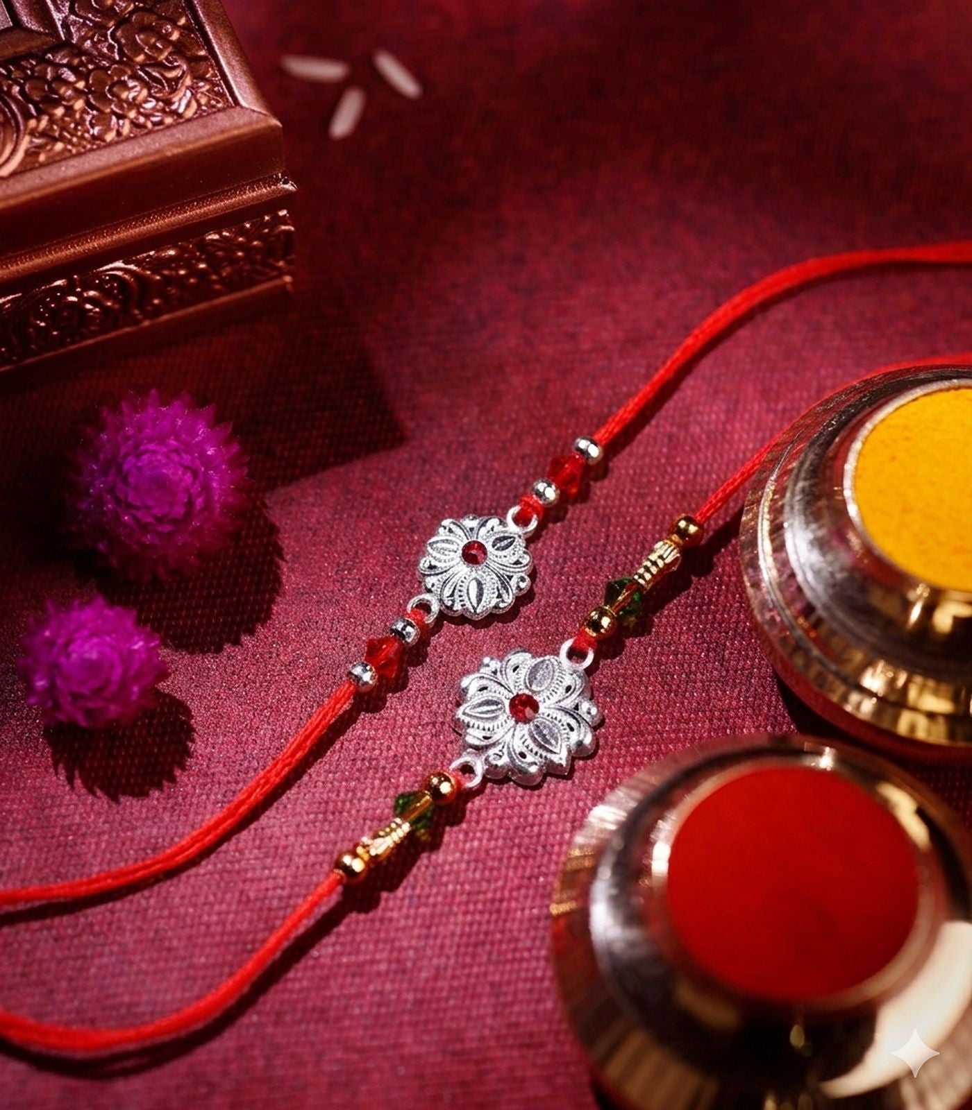 Silver Rakhi Combo Pack of 2