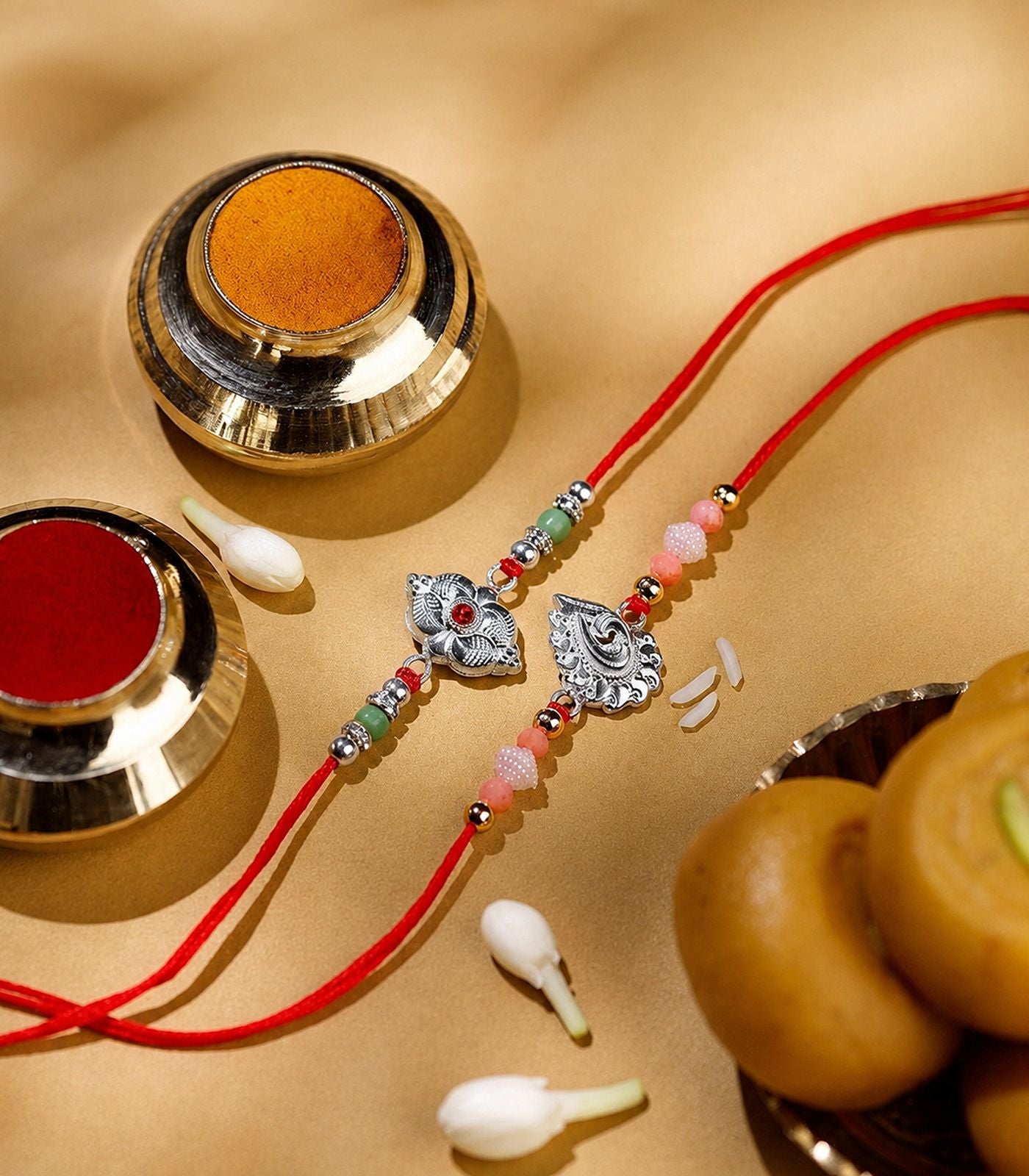 Silver Rakhi Combo Pack of 2