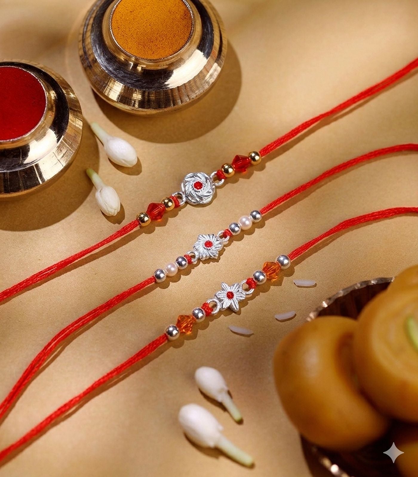 Silver Rakhi Combo Pack of 3
