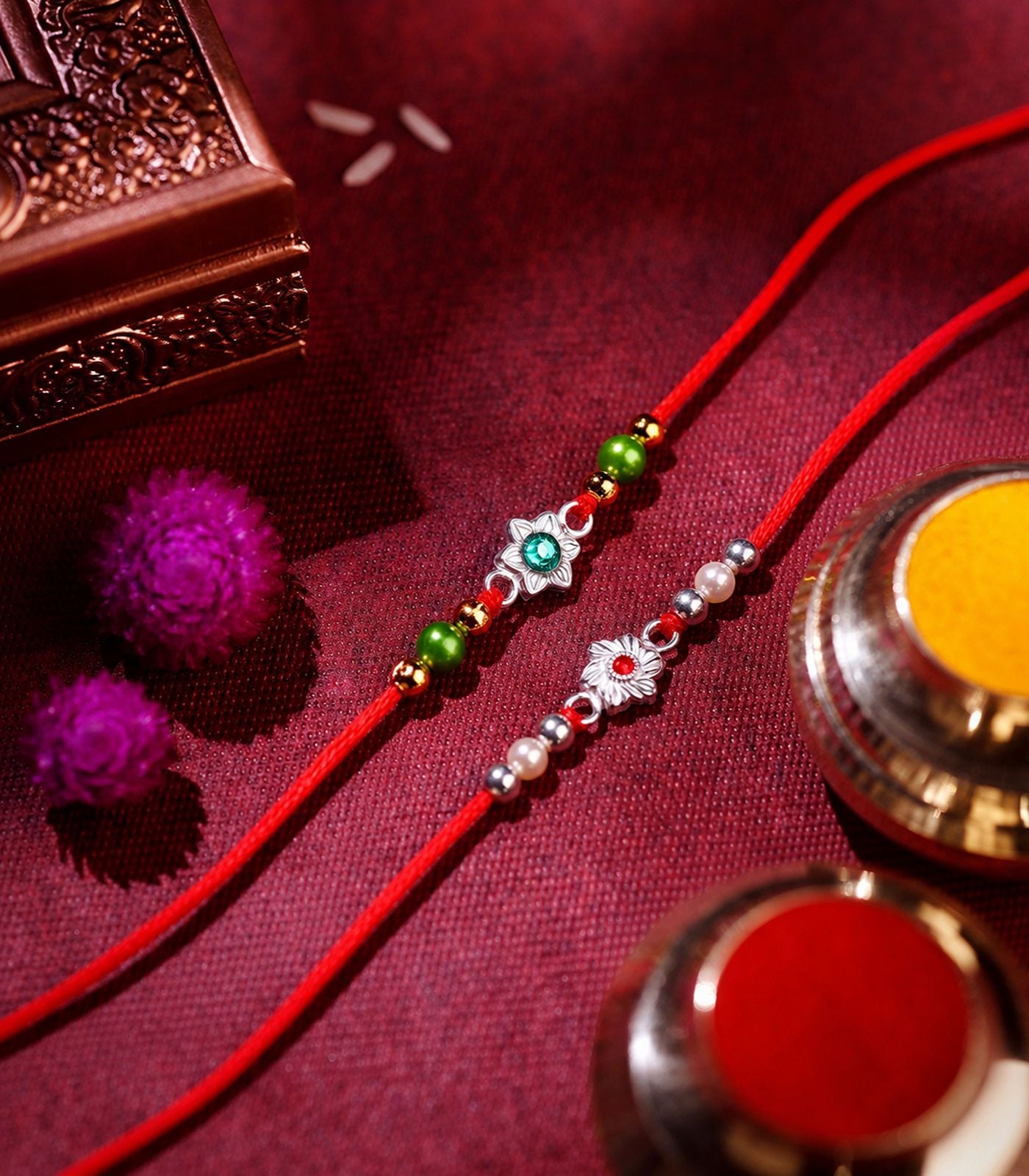 Silver Rakhi Combo Pack of 2