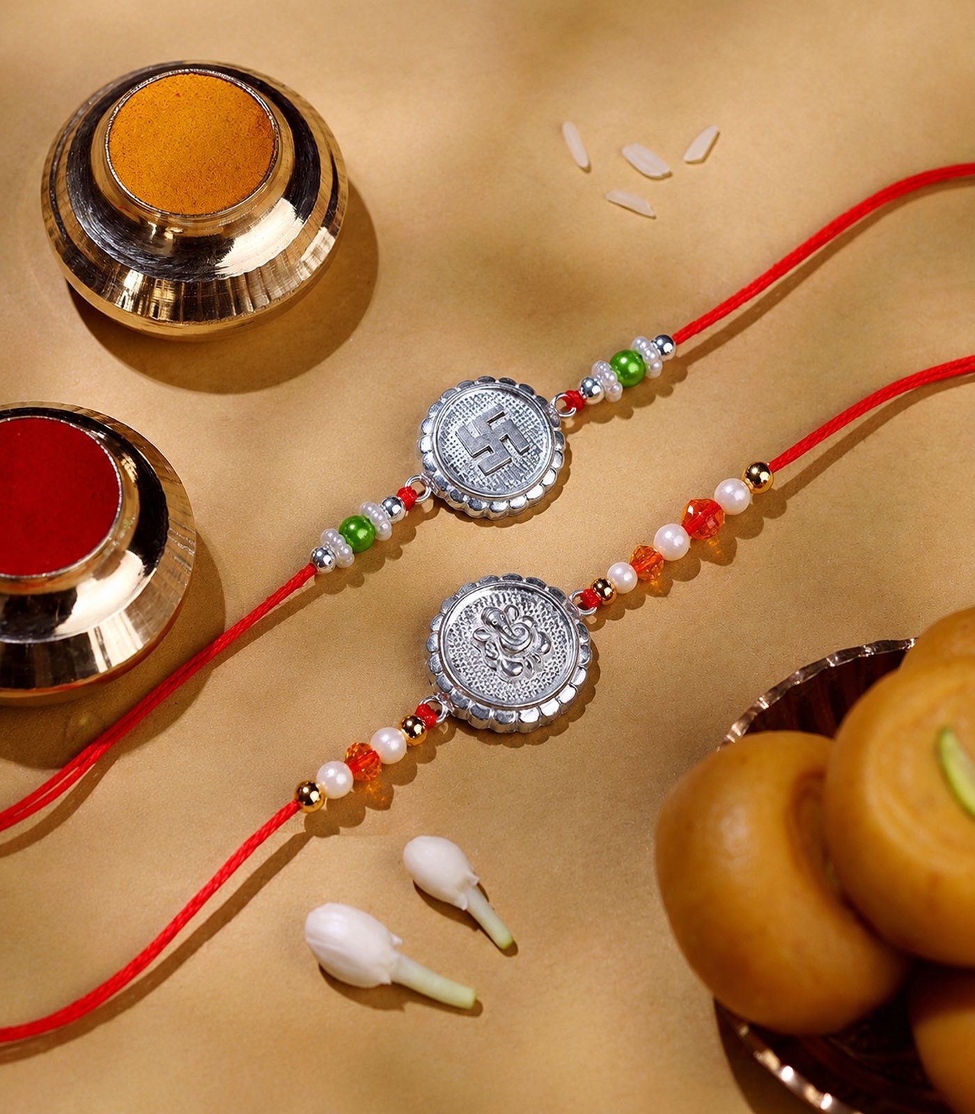 Silver Rakhi Combo Pack of 2