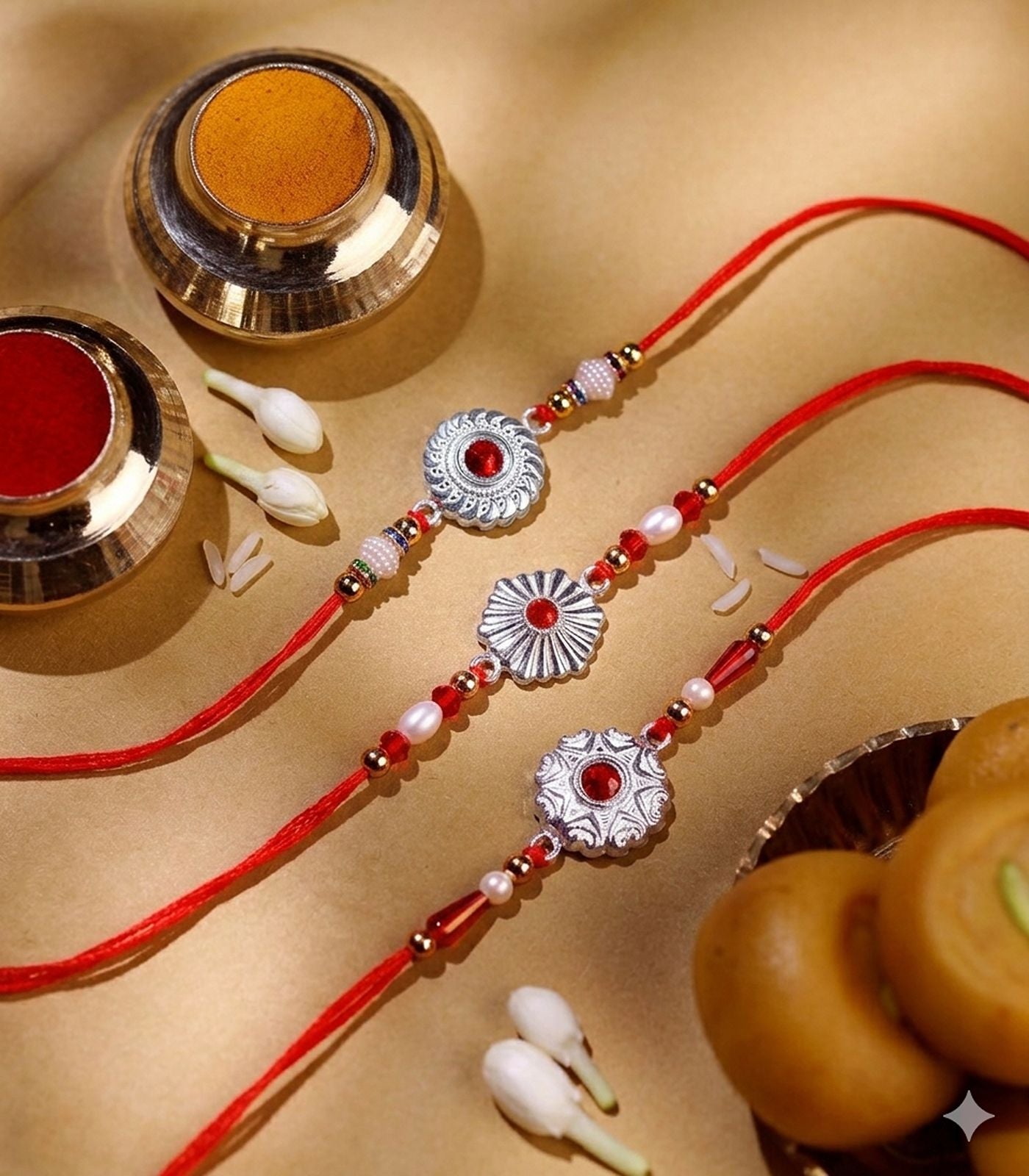 Silver Rakhi Combo Pack of 3
