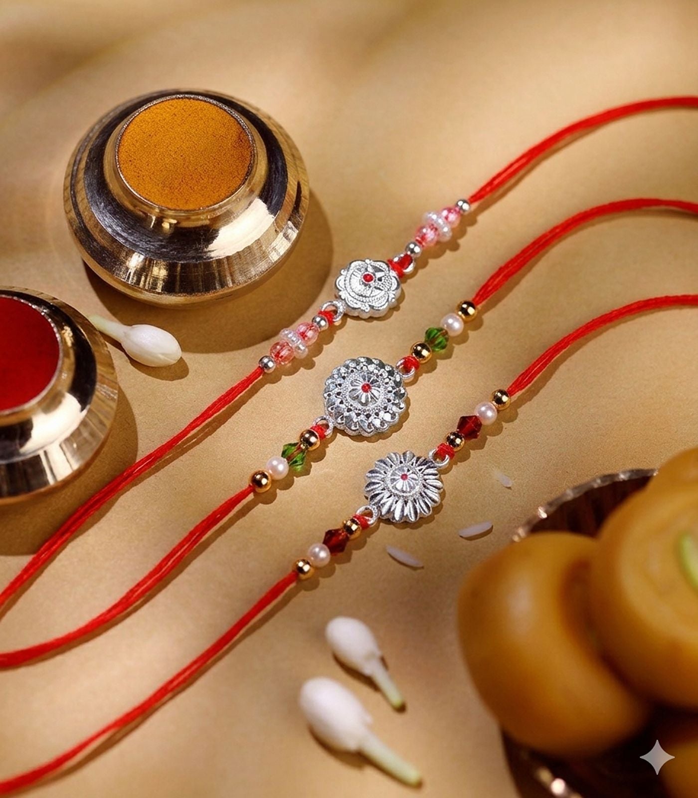 Silver Rakhi Combo Pack of 3