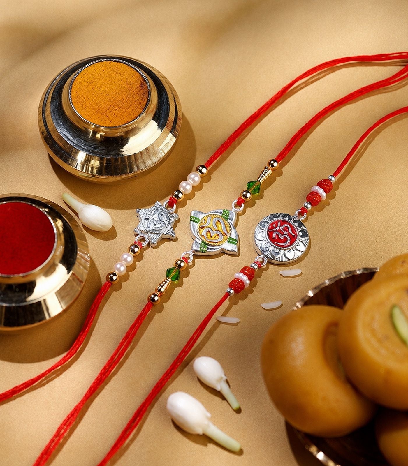 Silver Rakhi Combo Pack of 3