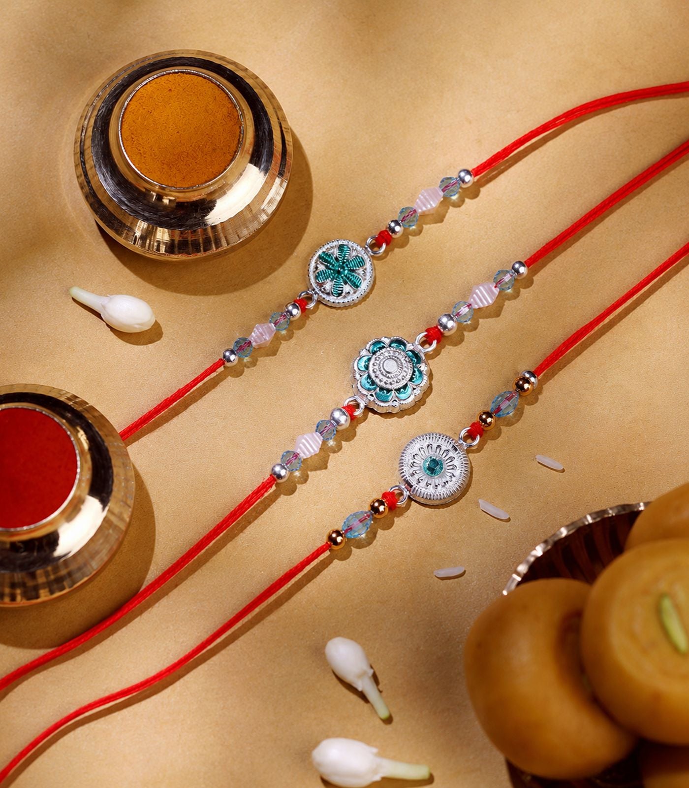 Silver Rakhi Combo Pack of 3