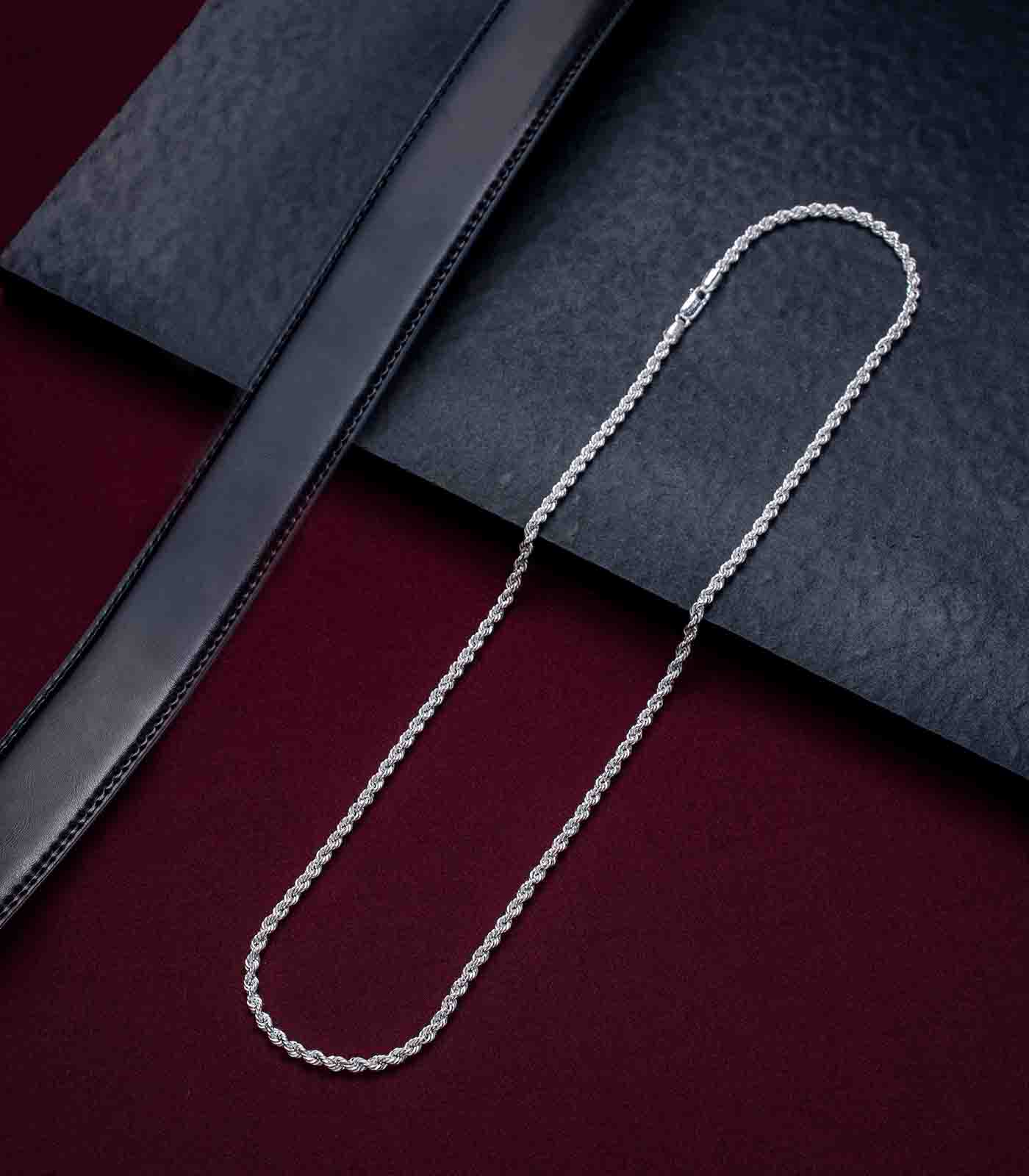 Twisted Mens Chain (60.9 cm) (Silver)
