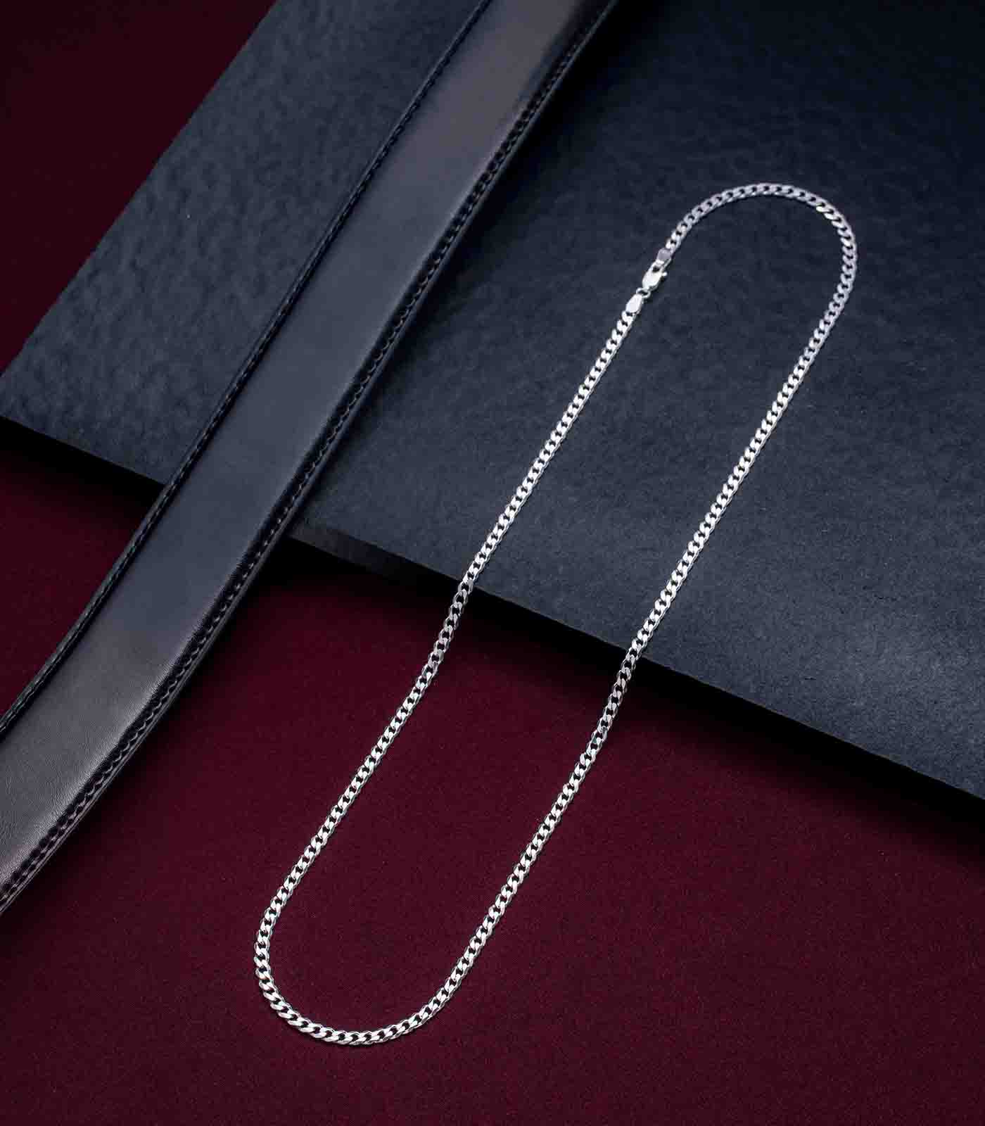 Circular Motifs Mens Chain (60.9 cm) (Silver)