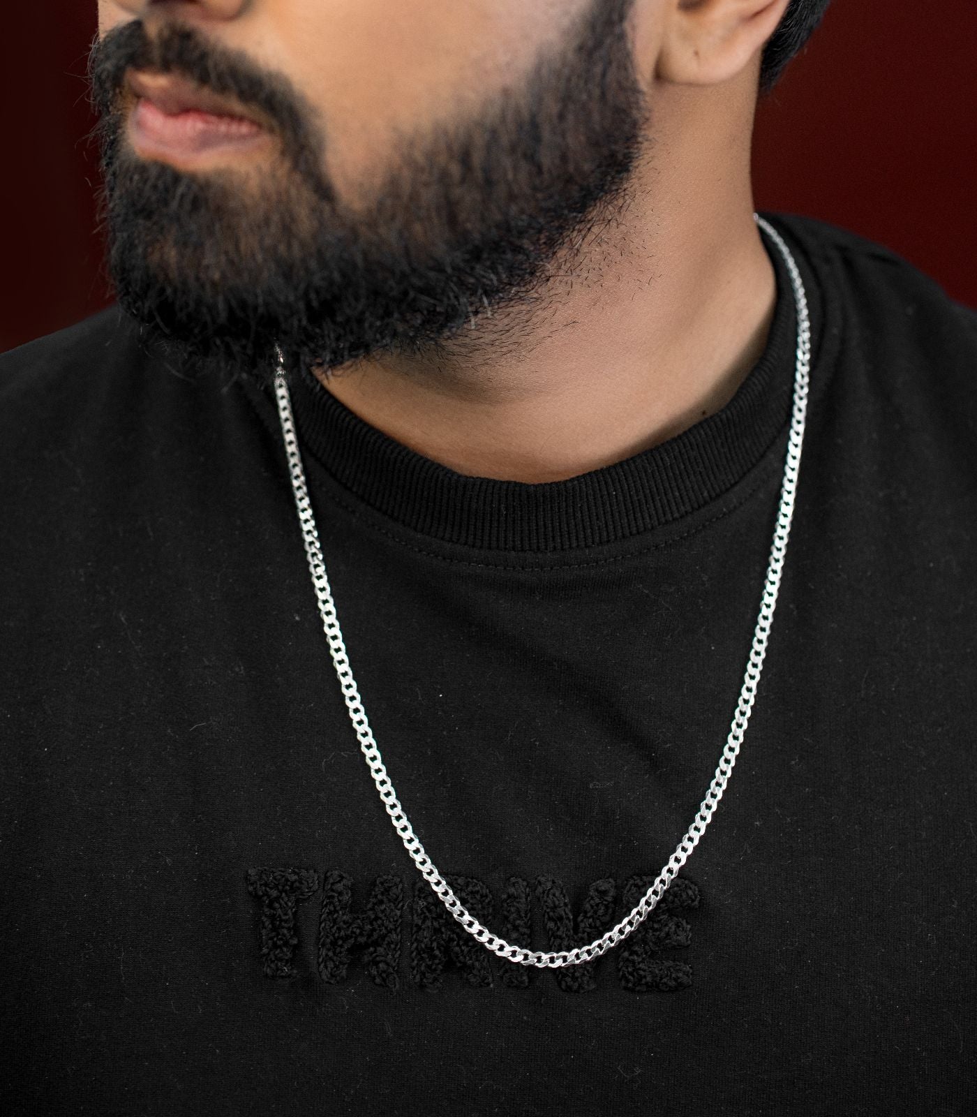 Circular Motifs Mens Chain (60.9 cm) (Silver)