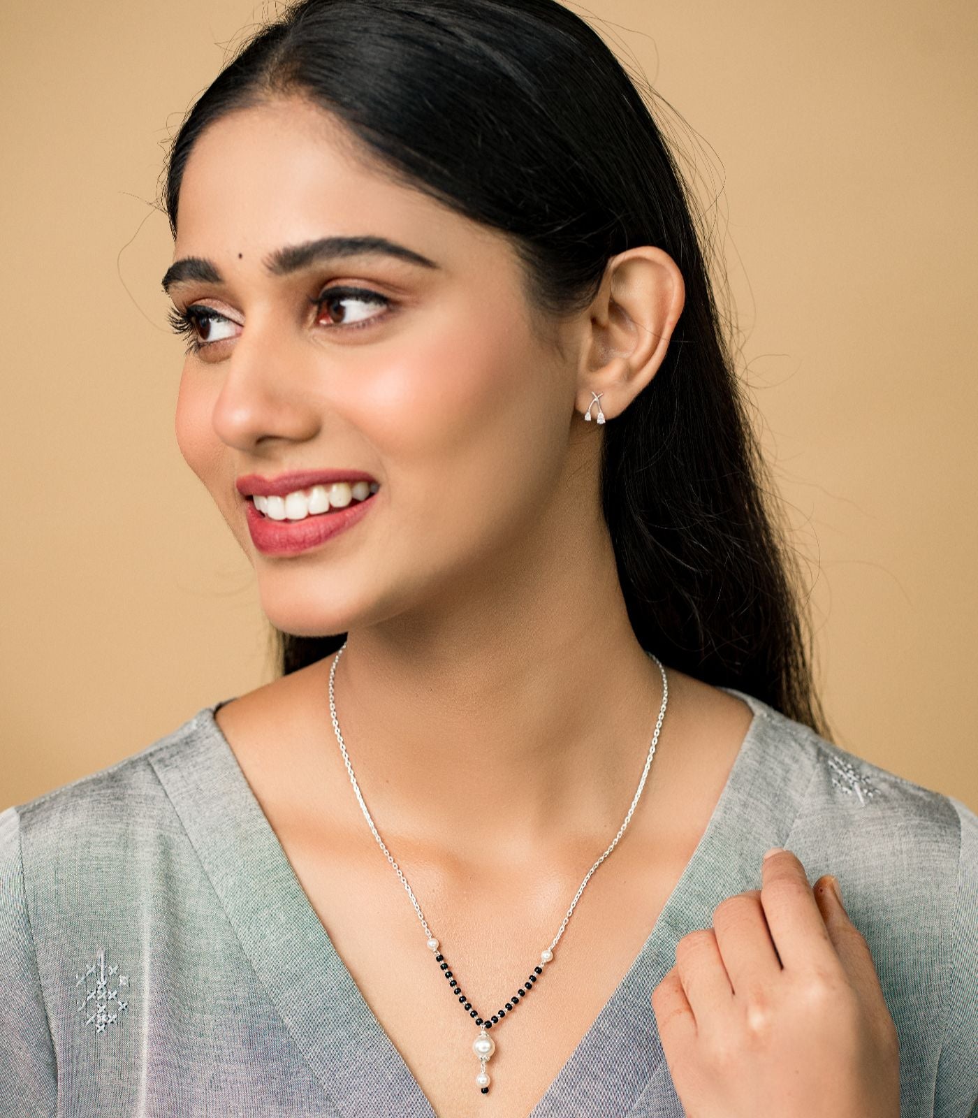 Silver Four Pearl Mangalsutra