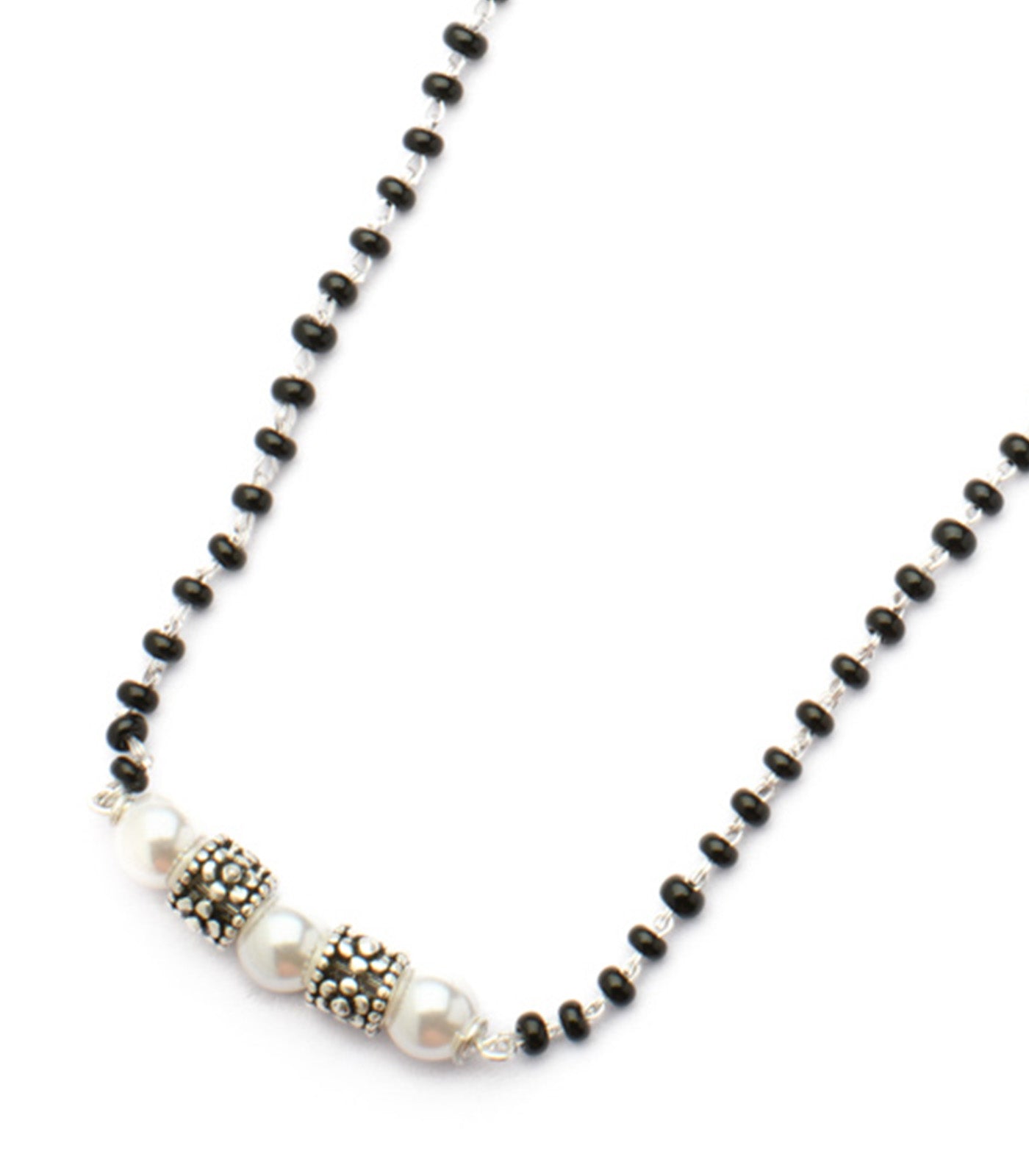 Floral Art Pearl Mangalsutra (Silver)