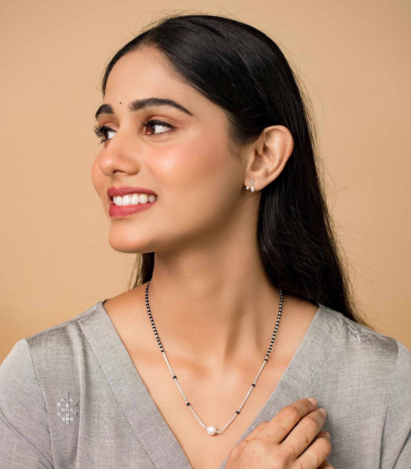 Silver Chained Pearl Mangalsutra