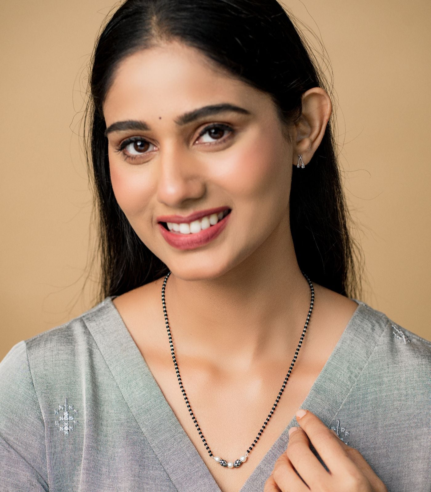 Triple Pearl Silver Mangalsutra