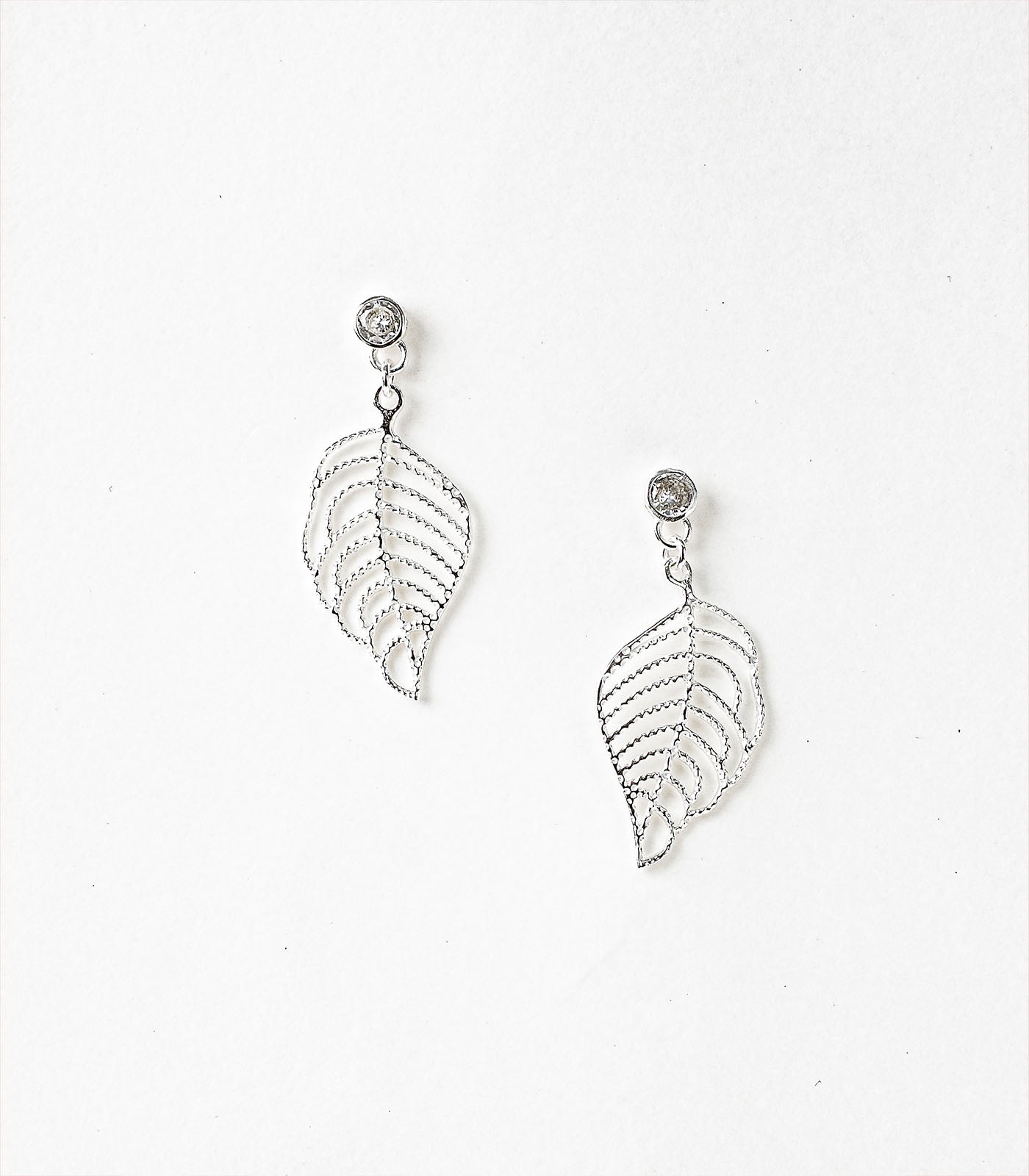 Mystic Leaf Outline Silver Earrings