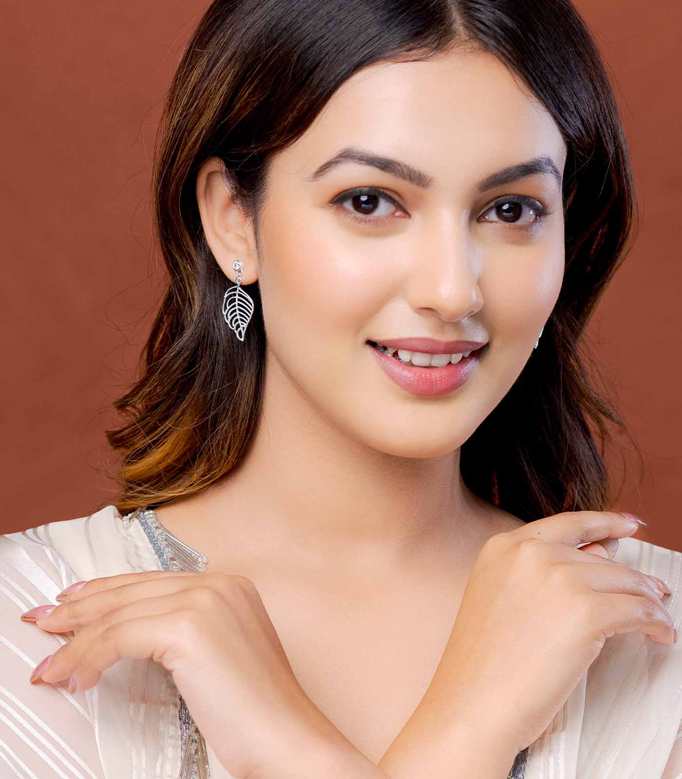 Mystic Leaf Outline Silver Earrings