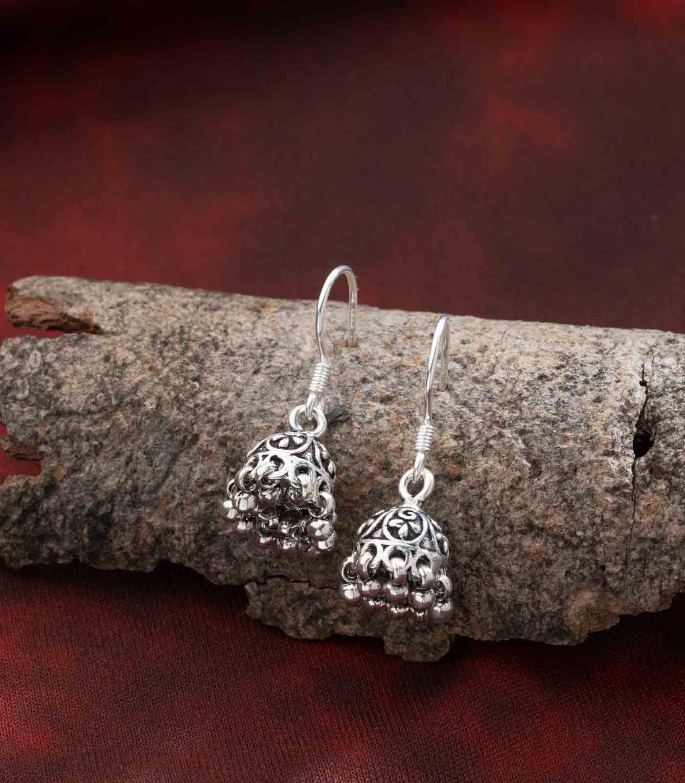 Silver Oxidized Jhumki