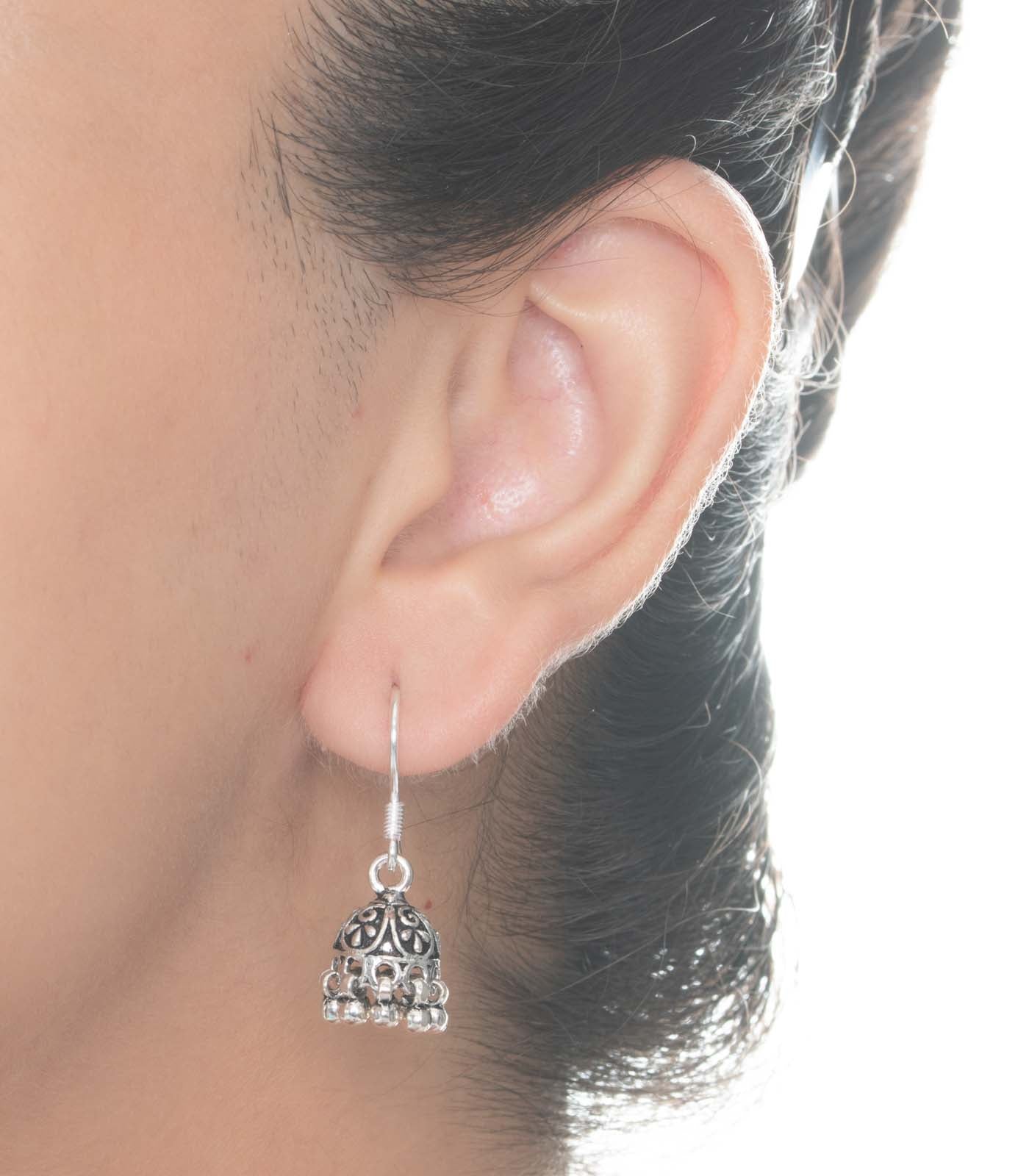 Silver Oxidized Jhumki
