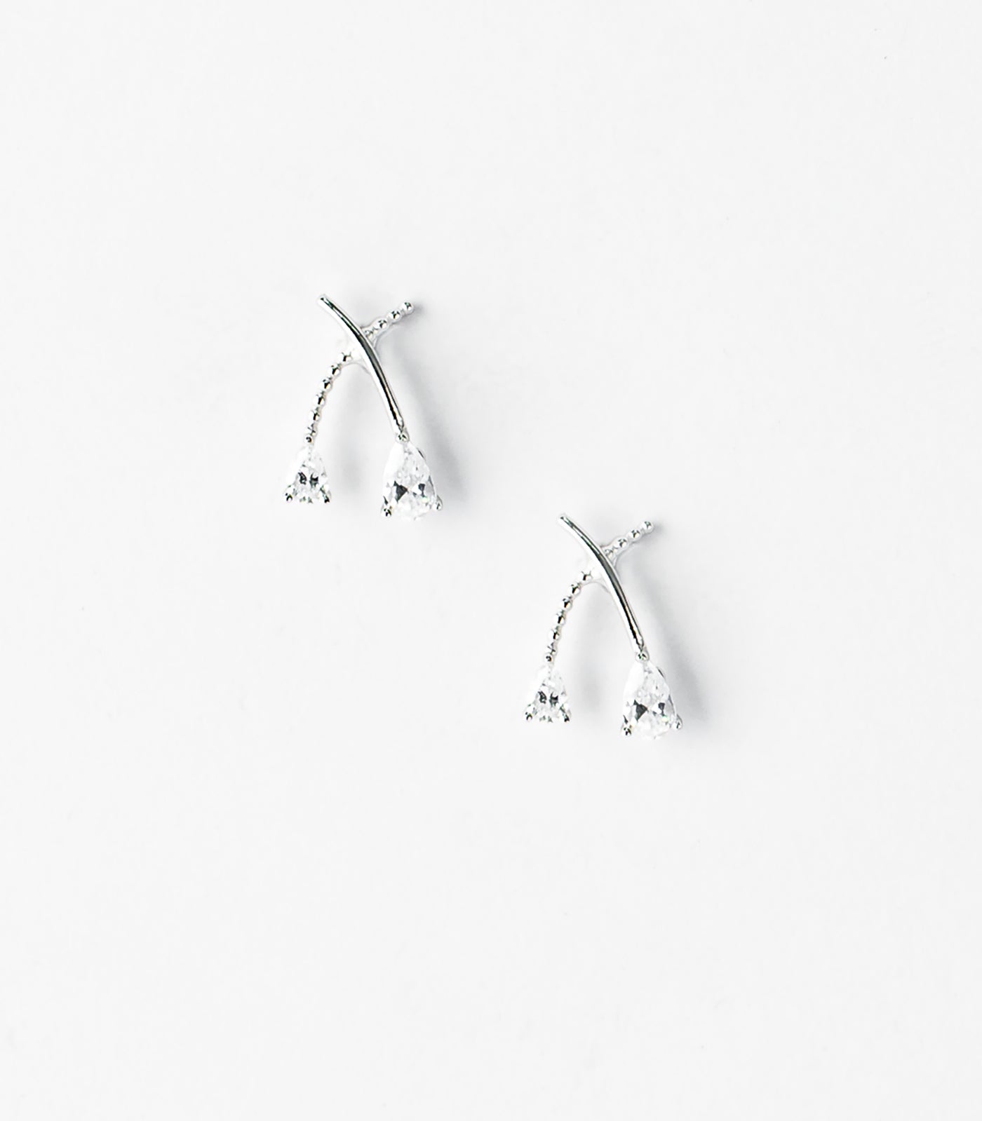 Dual Dangling Stones Earrings (Silver)