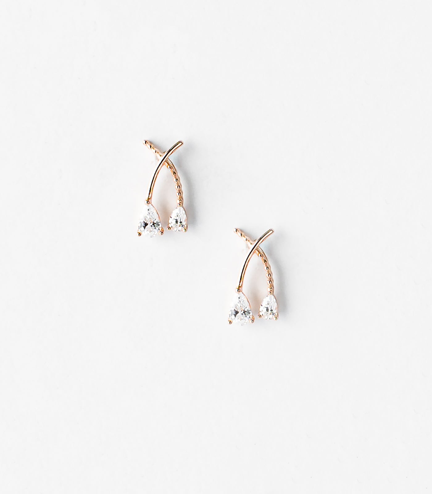 Gold Colored Dual Dangling Stones Earrings (Silver)