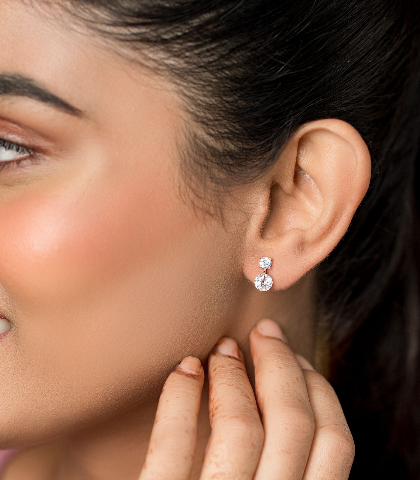 Dual Dangling Spheres Earrings (Silver)