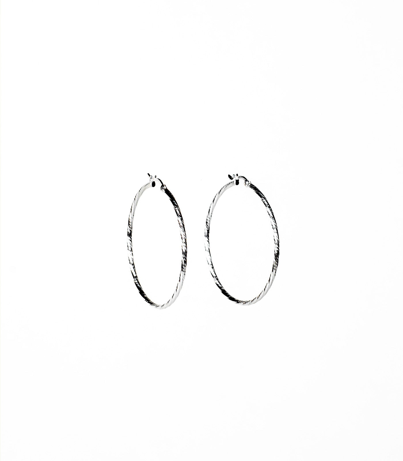 Big Size Classic Twisted Hoops Earrings (Silver)