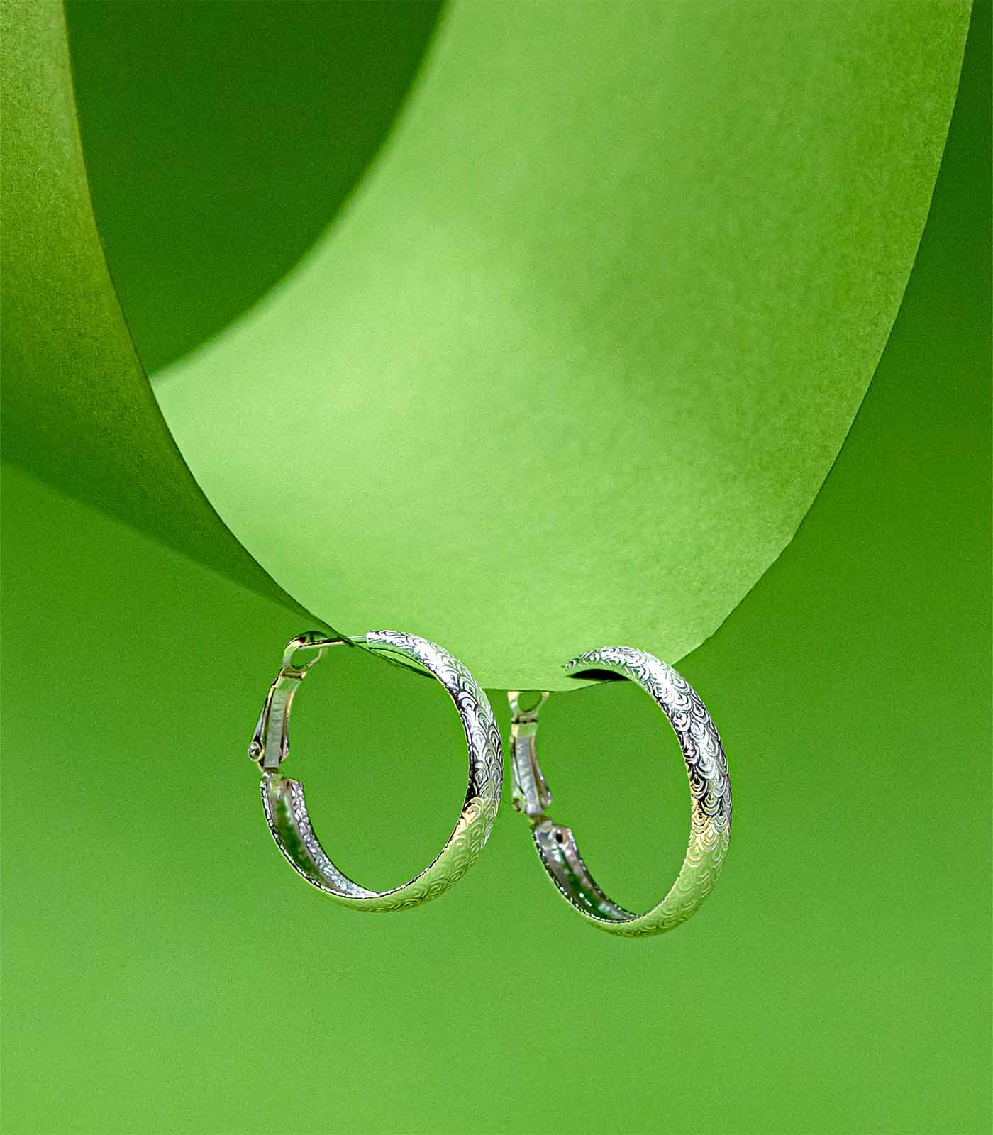 Designer Hoops Earrings (Silver)
