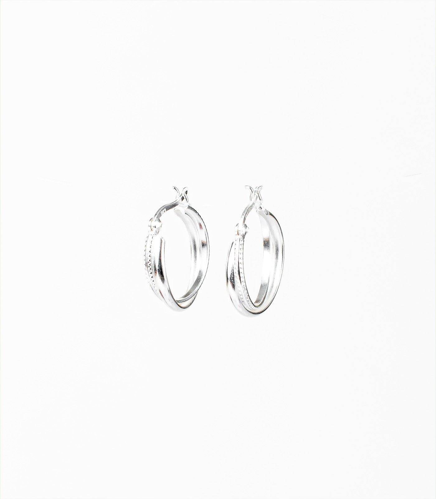 Twisted Hoops Earrings (Silver)