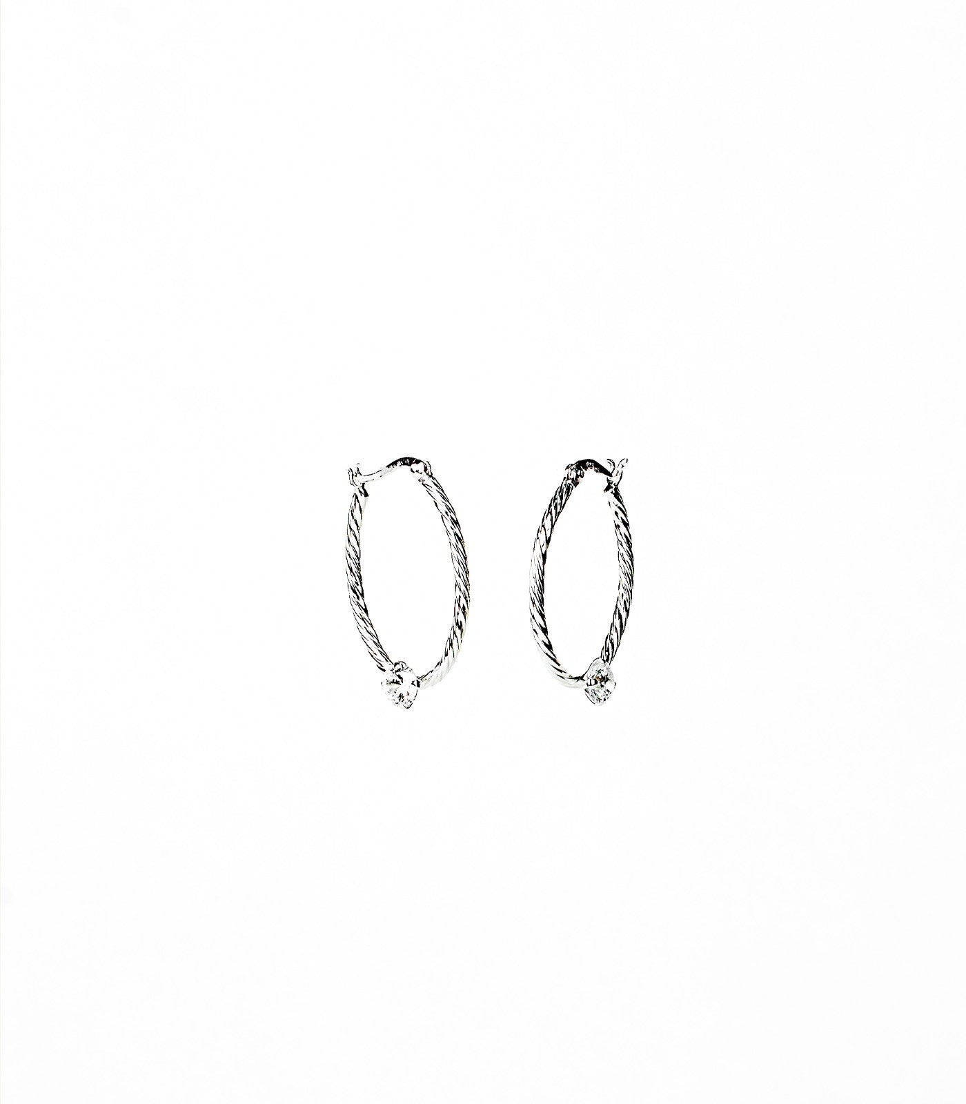 Crystal Hoops  Earrings (Silver)