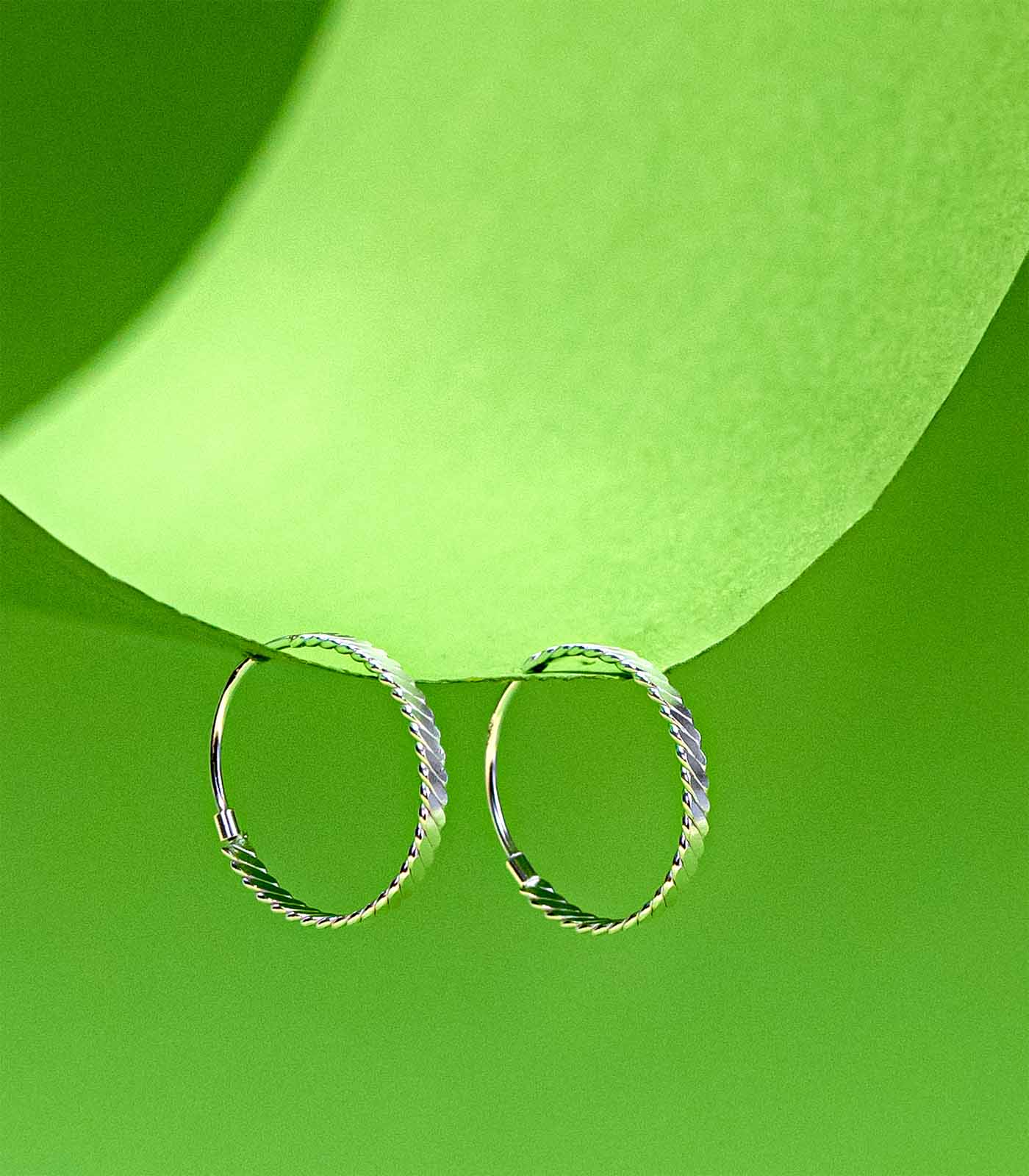 Classic Flat Slants Hoops Silver Earrings