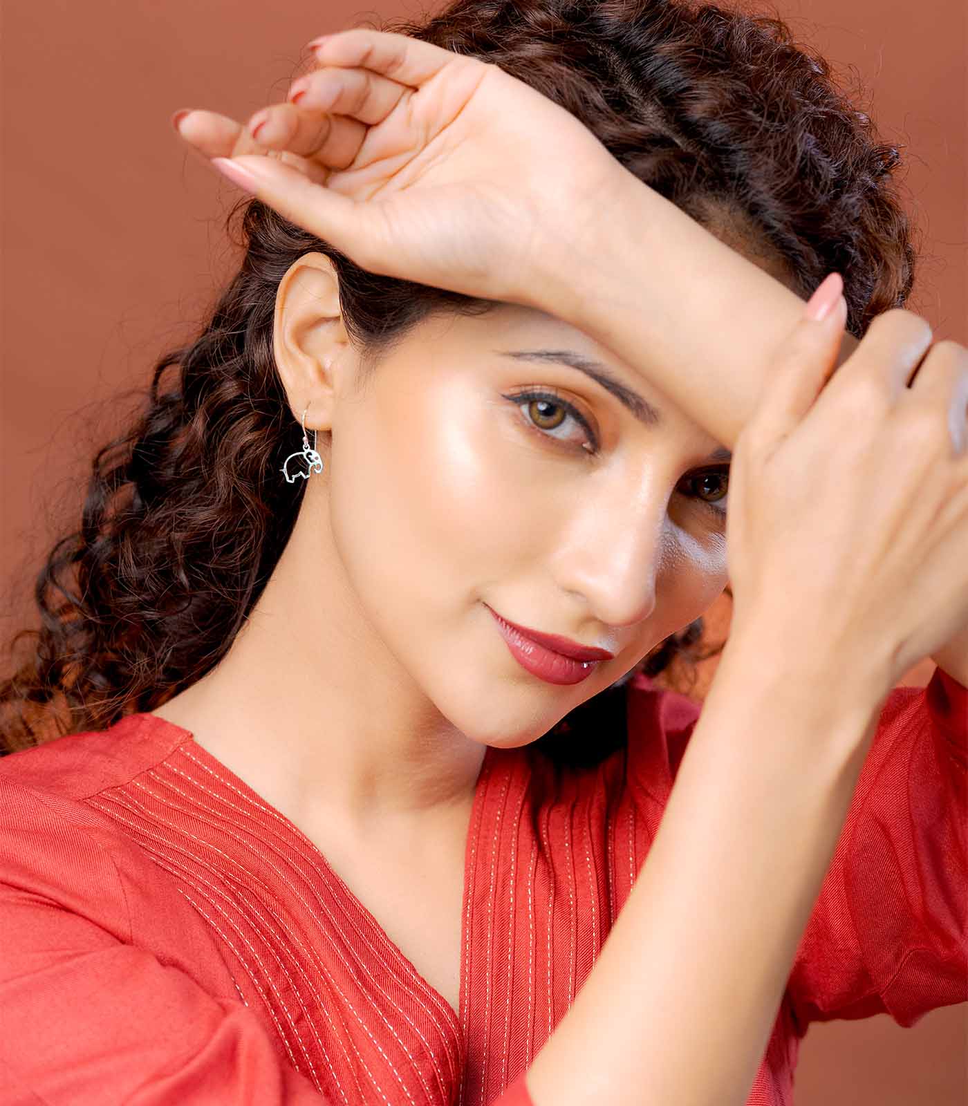 Outlined Elephant Silver Earrings