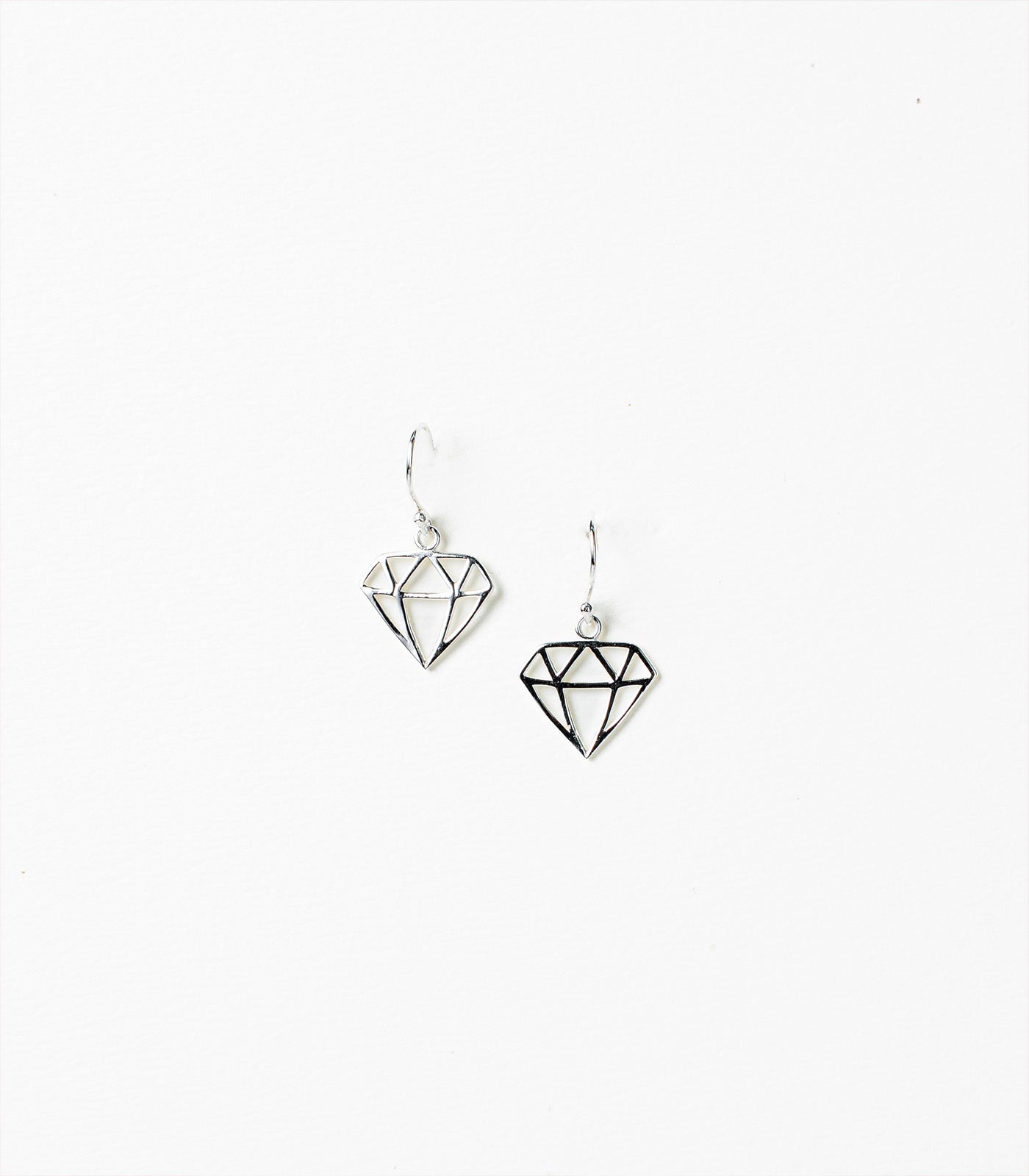Fashion Diamond Outlined Silver Earrings