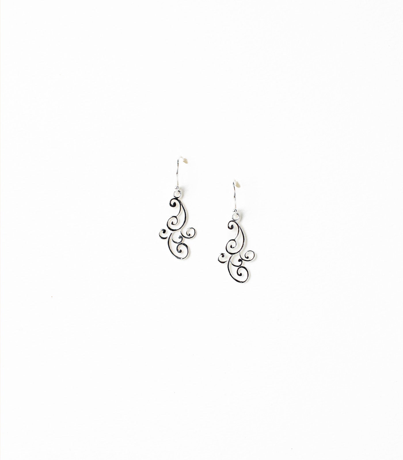 Dangling Outlined Swirls Earrings (Silver)