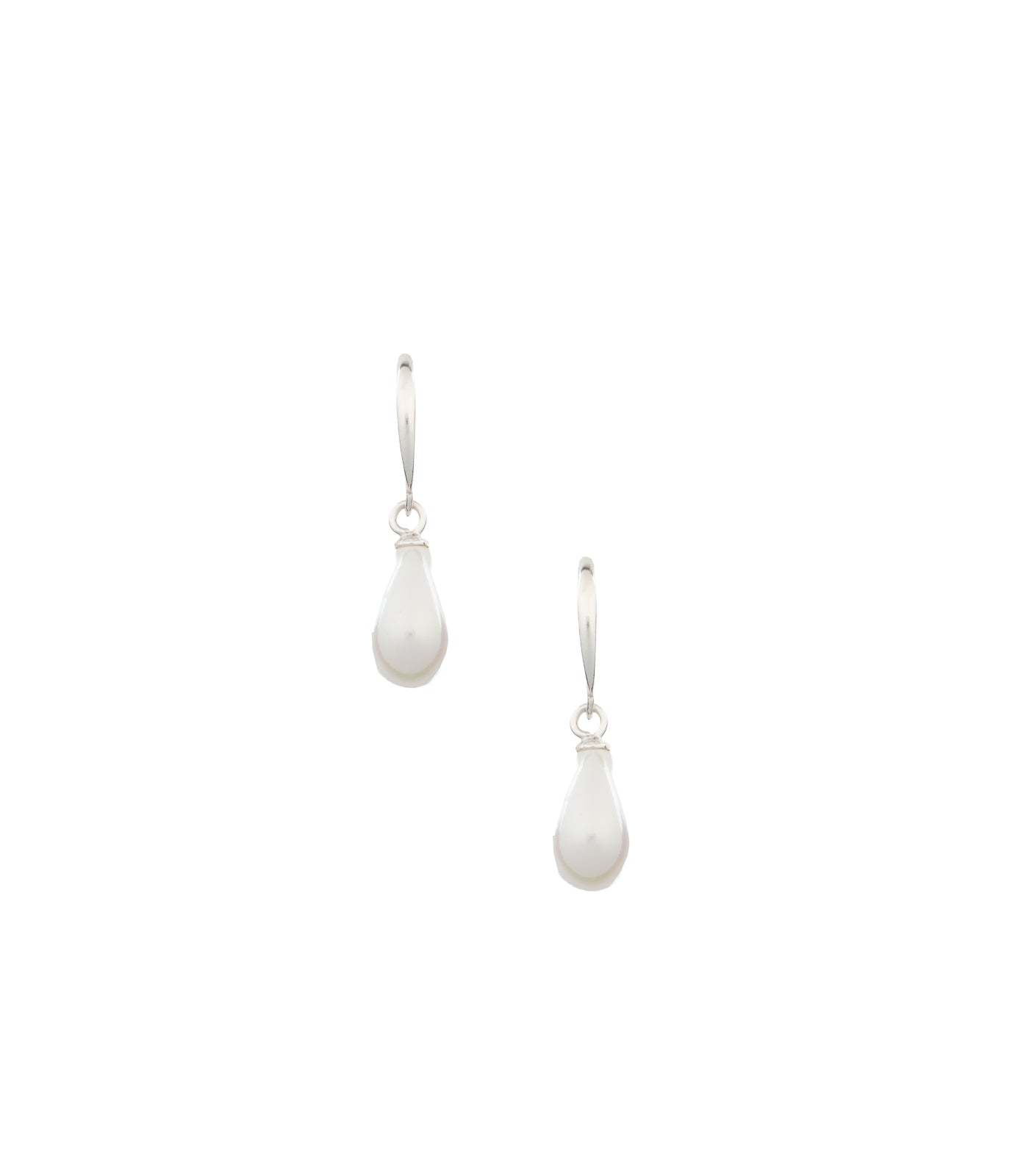 Drop Shaped Shining Pearl Earrings (Silver)
