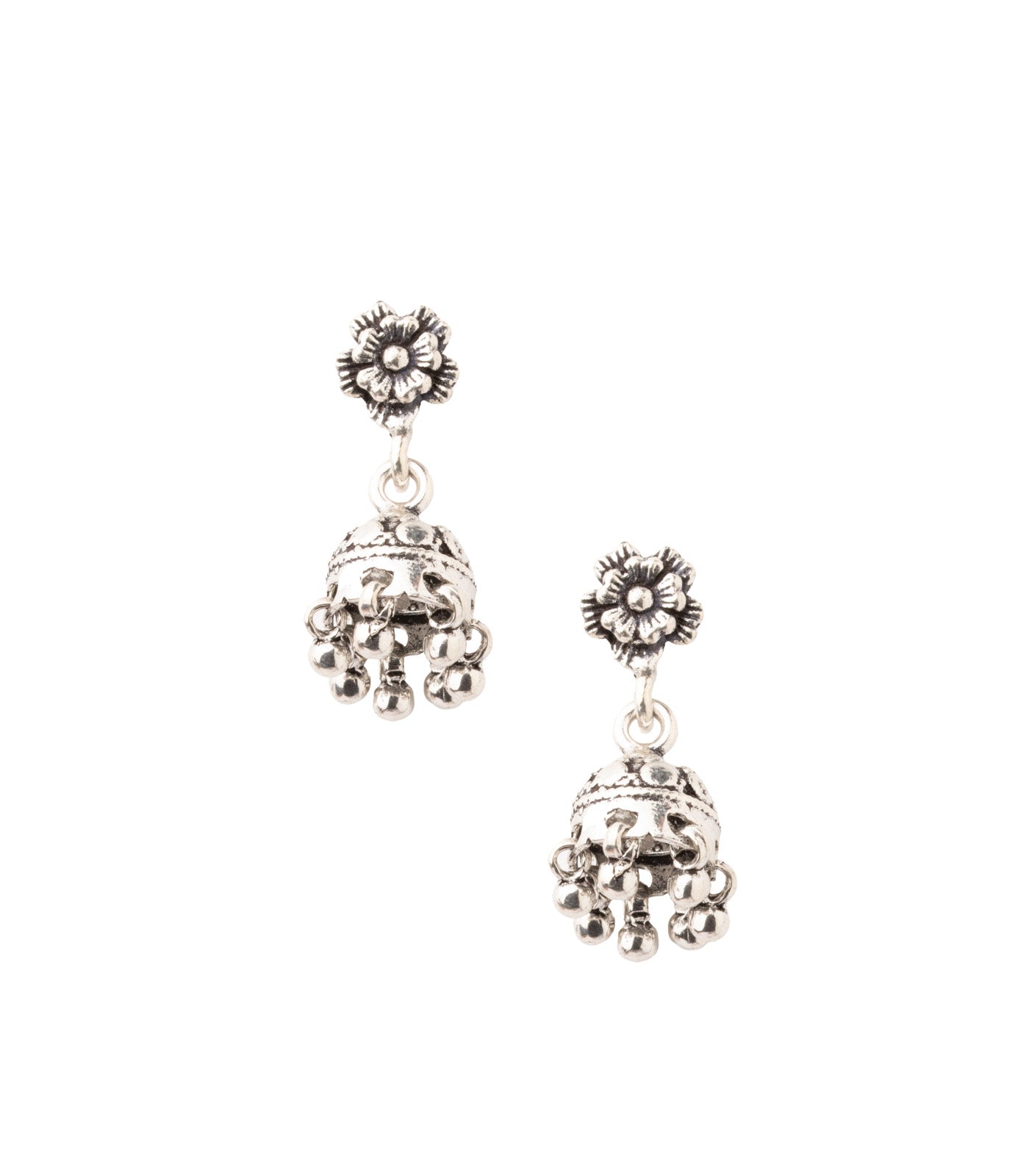 Silver Oxidized Jhumki