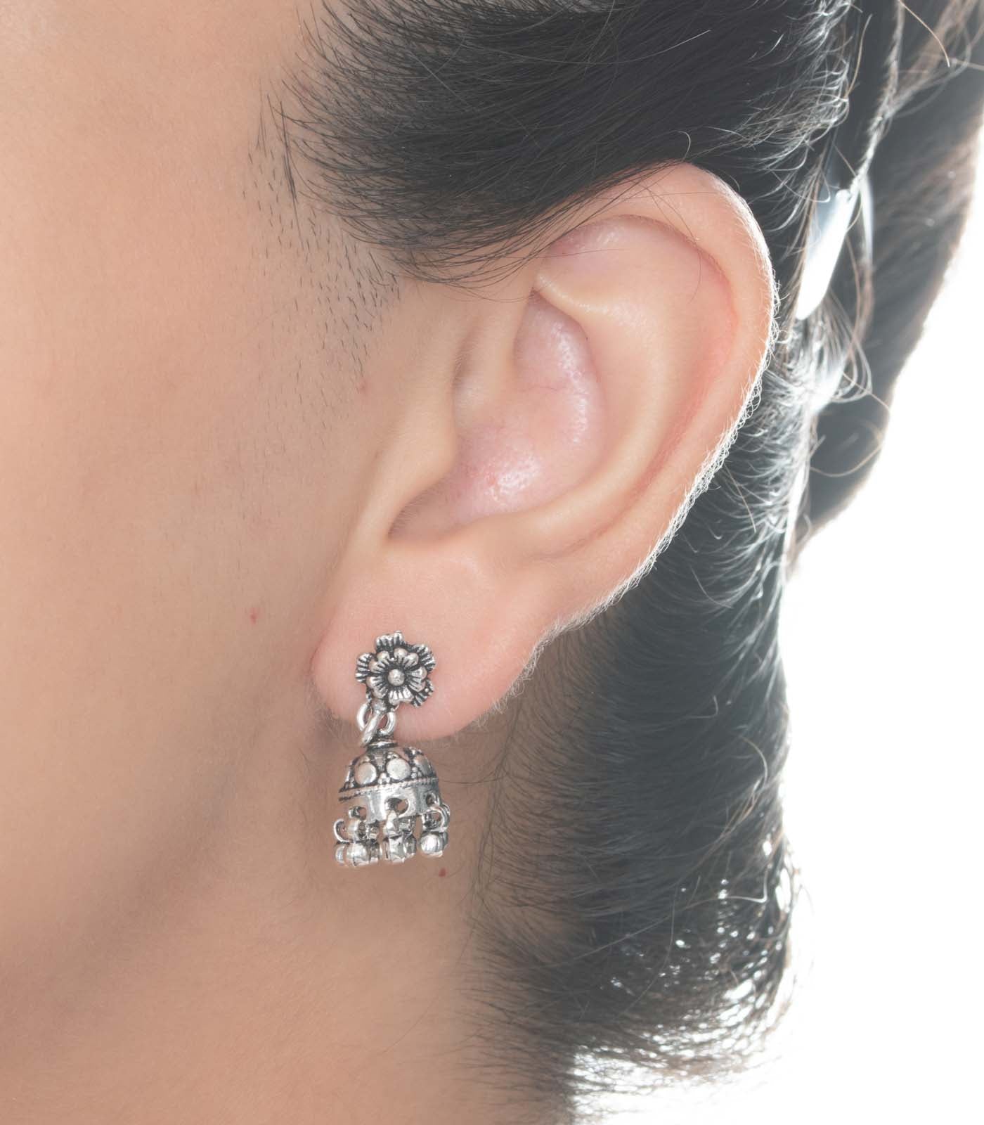 Silver Oxidized Jhumki