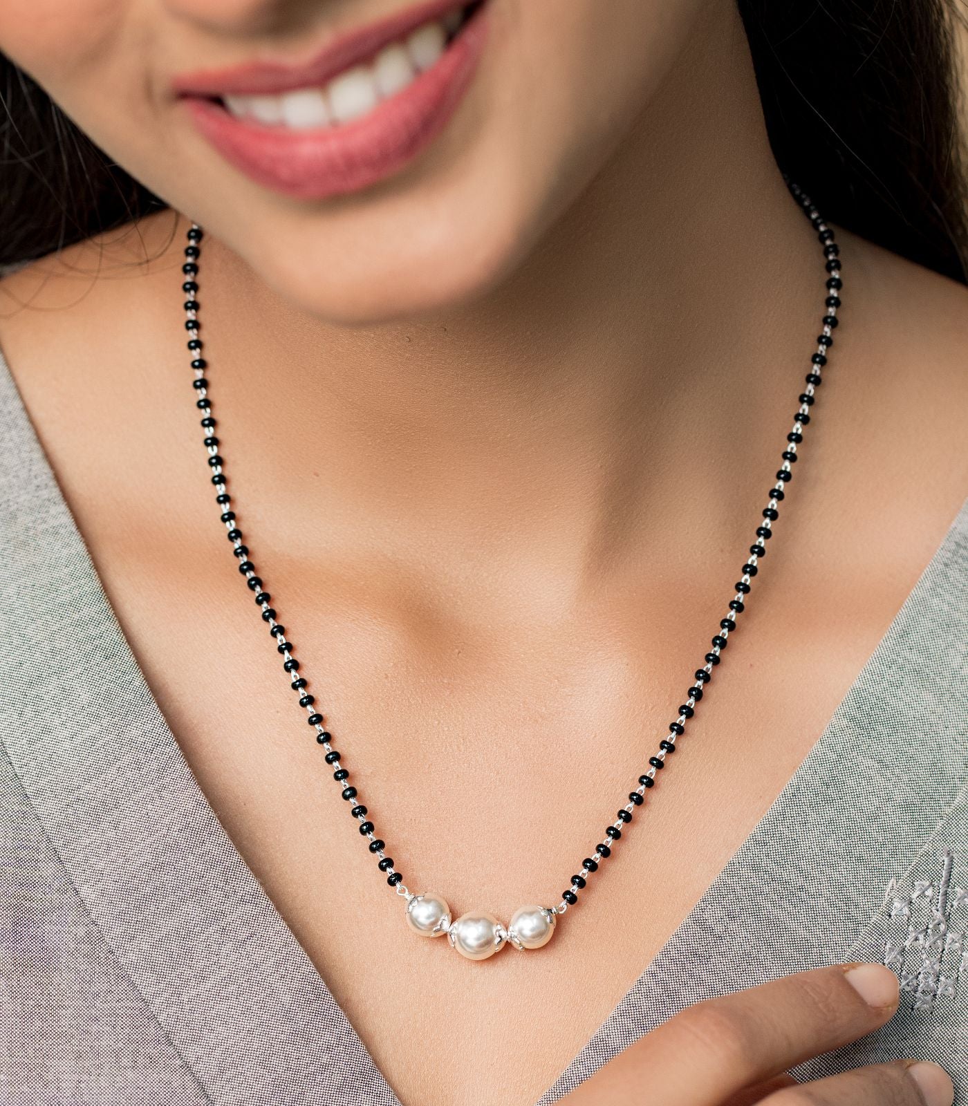 Silver Triple-Pearl Mangalsutra