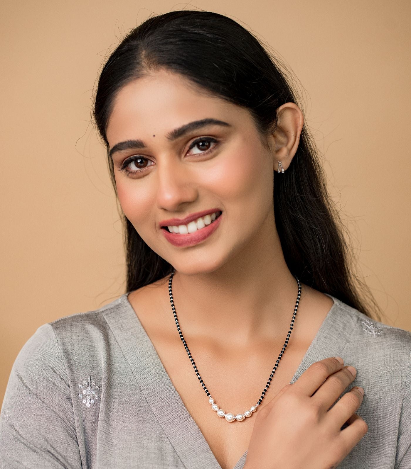 Pearl Stream Silver Mangalsutra