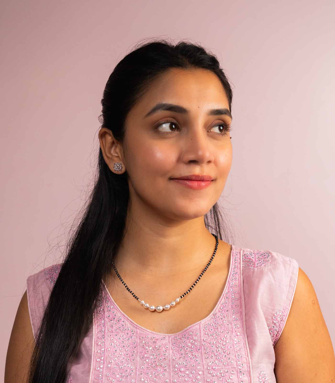 Pearl Stream Silver Mangalsutra