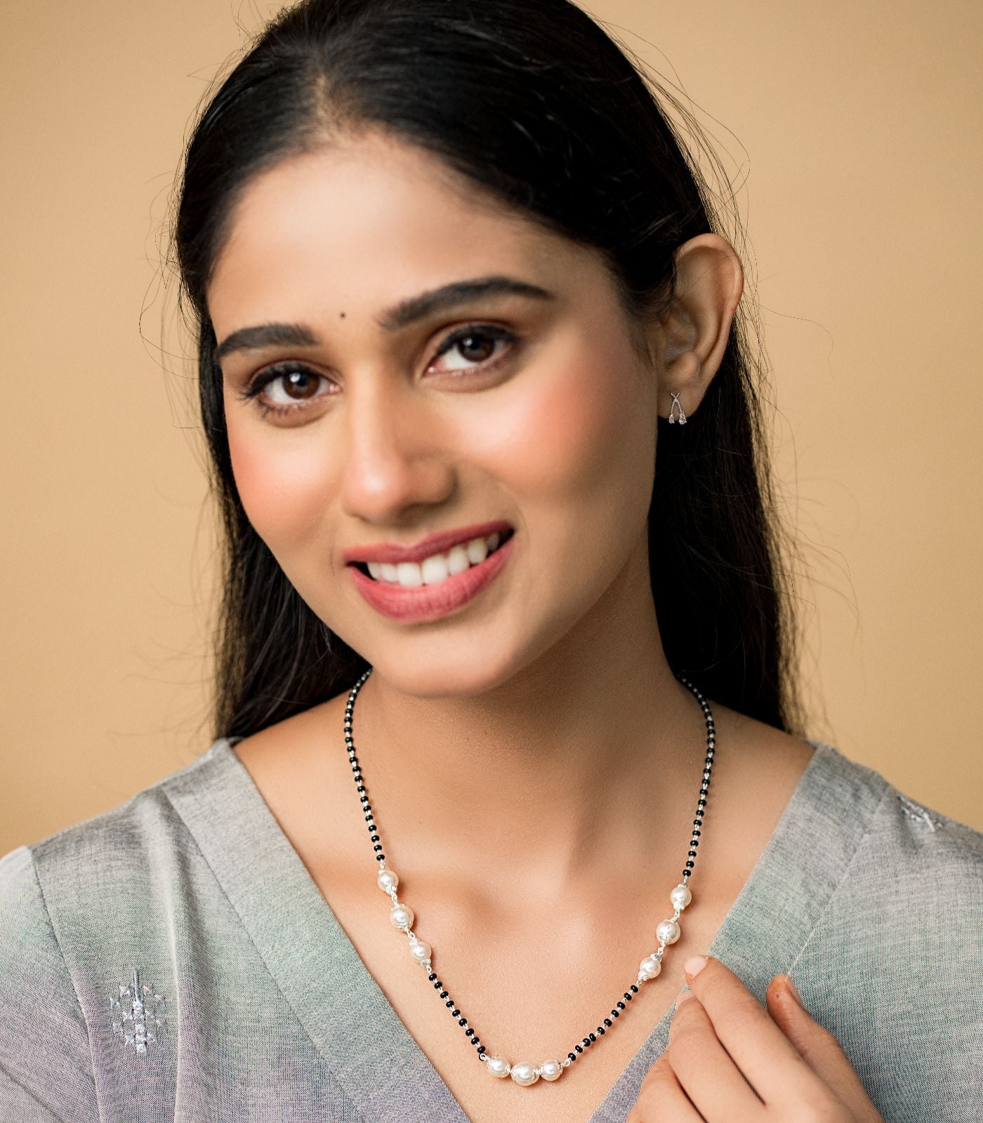 Silver Triple Pearl Series Mangalsutra