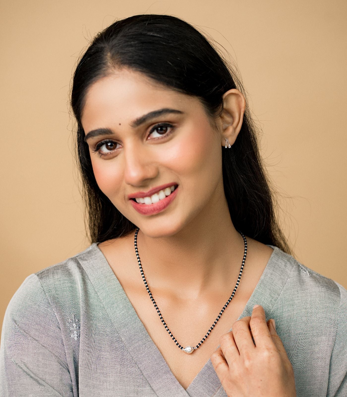 Single Pearl Silver Mangalsutra