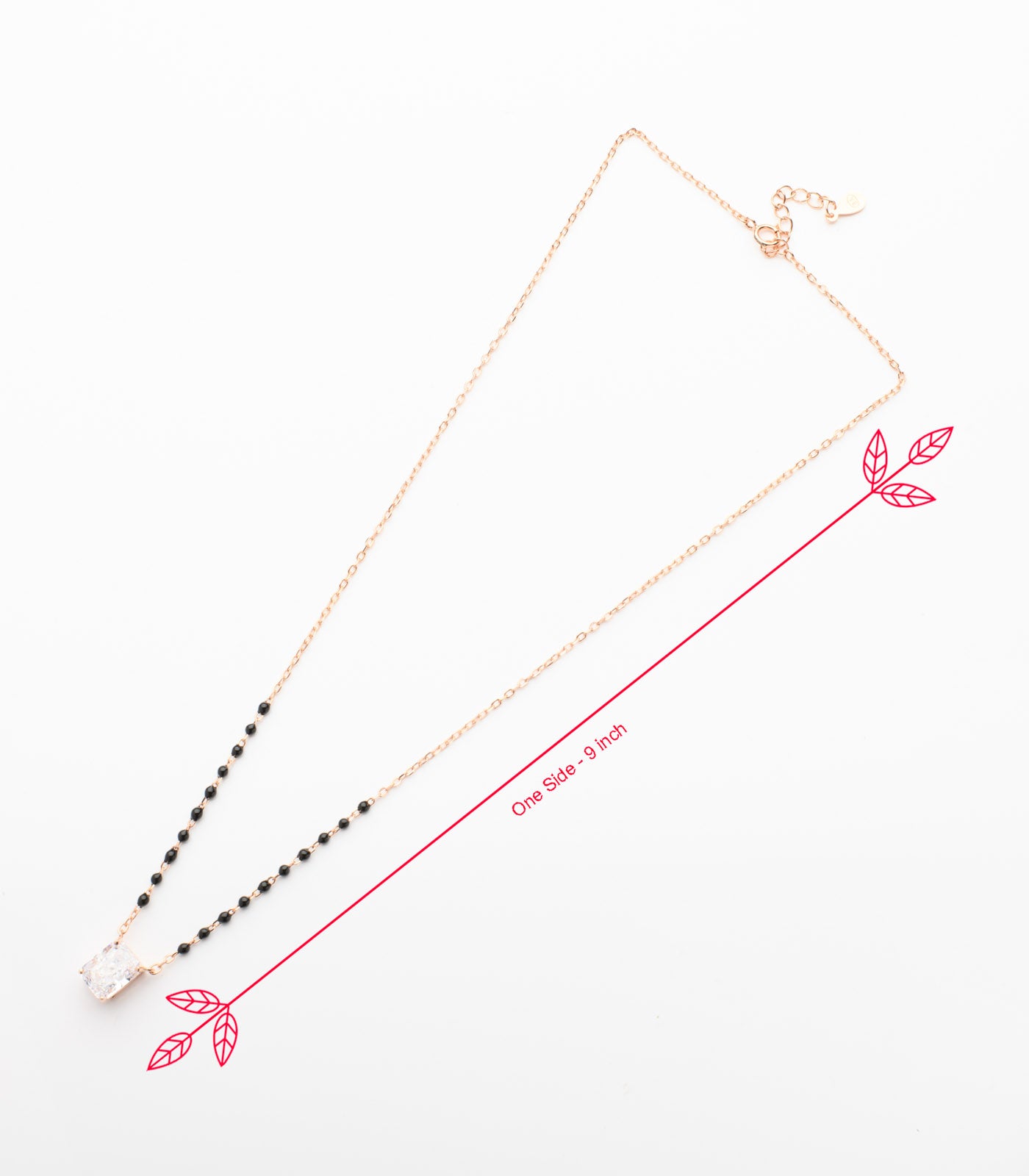 Rectangle Stone Rose Gold Polish Mangalsutra Pendant Set (Silver)