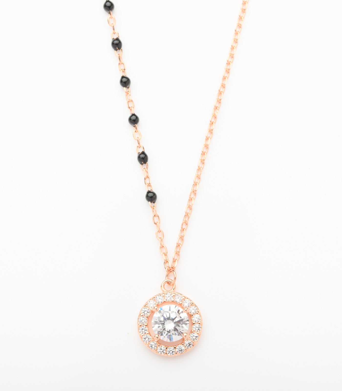 Round Rose Gold Polish Mangalsutra (Silver)