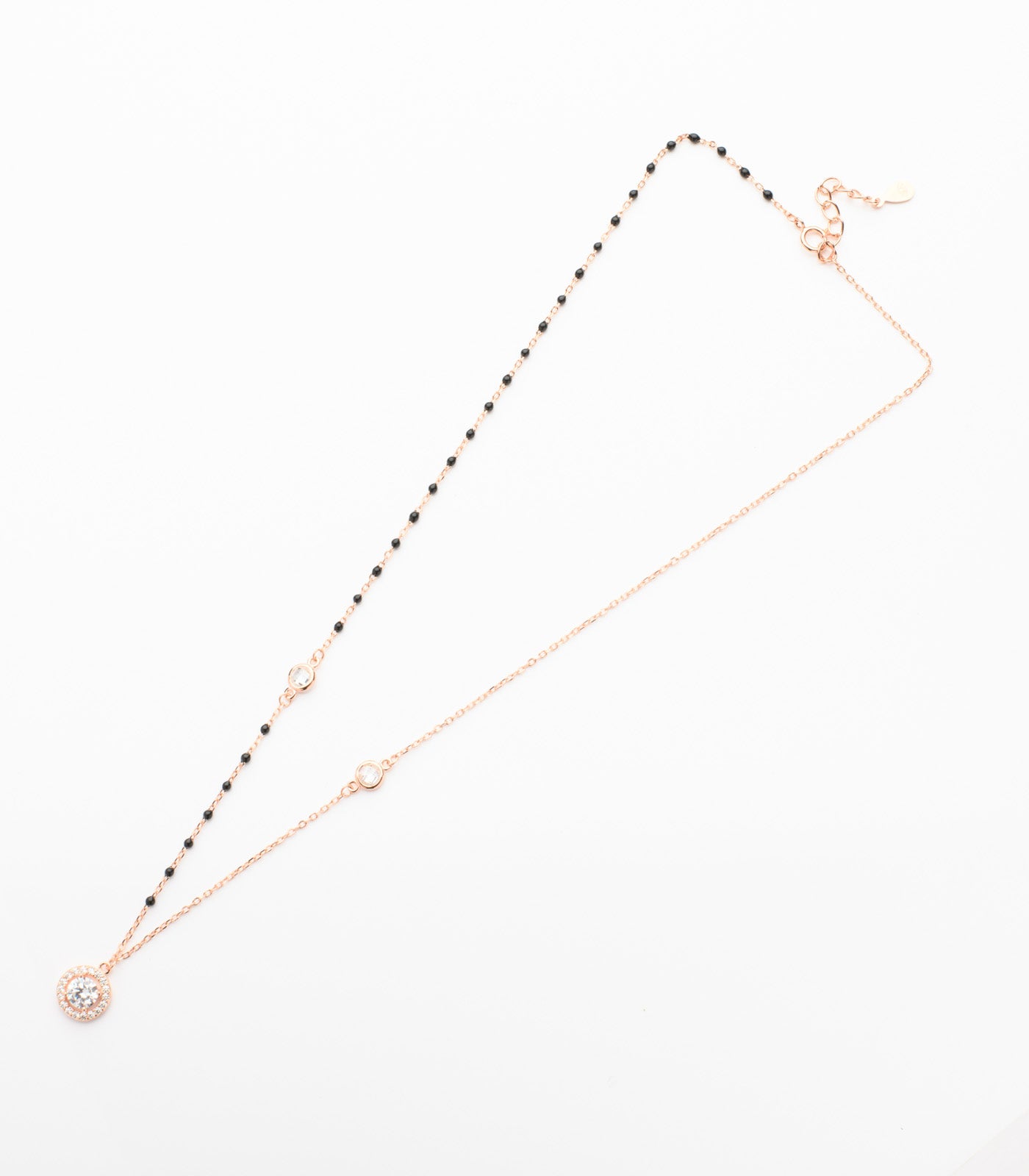 Round Rose Gold Polish Mangalsutra (Silver)