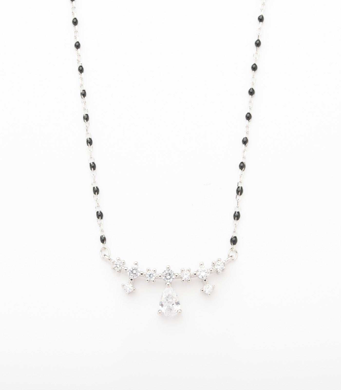 Unbent Crystal Teardrop Mangalsutra Pendant (Silver)