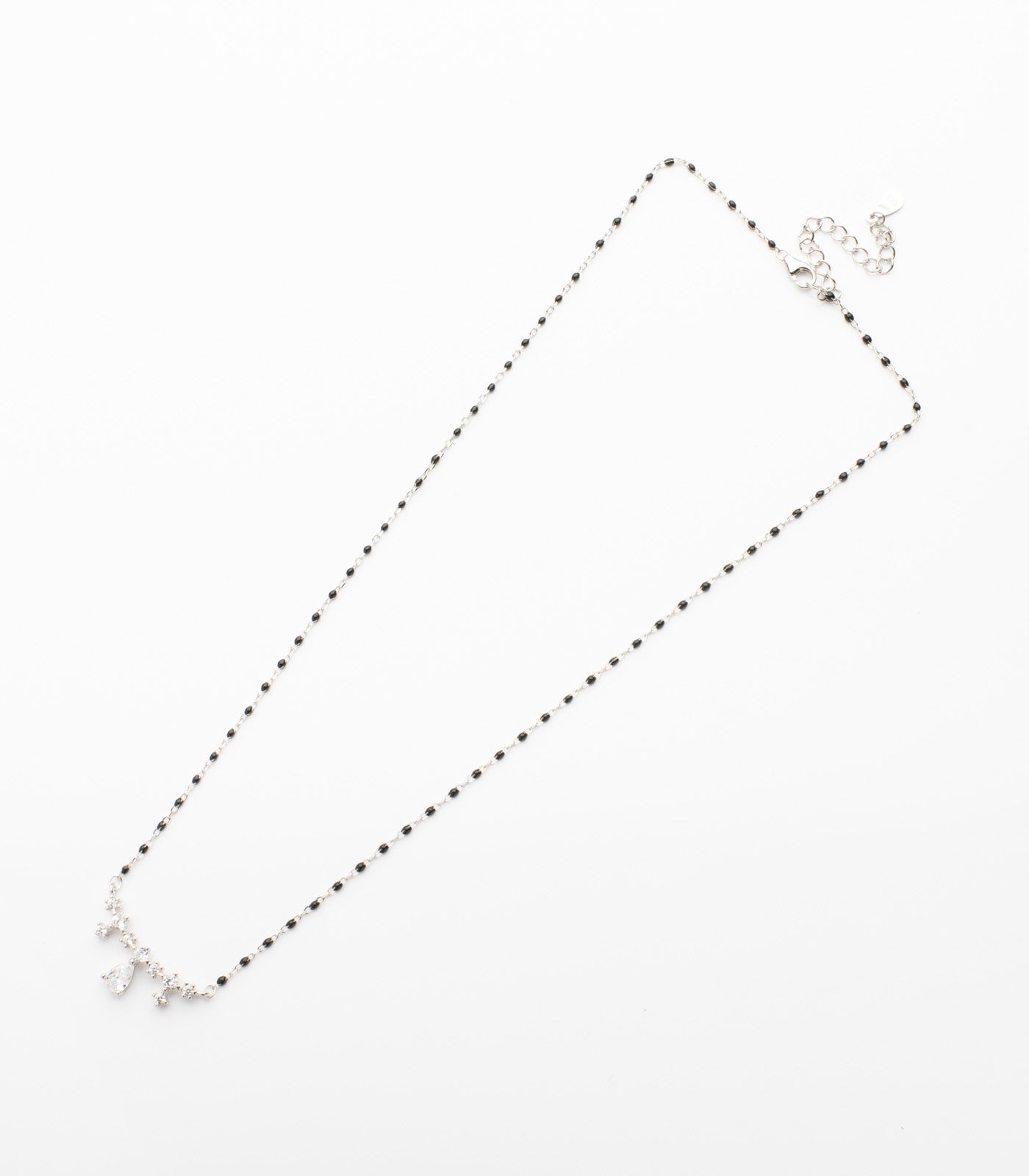 Unbent Crystal Teardrop Mangalsutra Pendant (Silver)