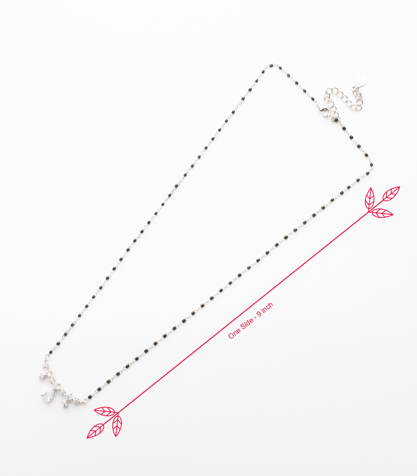 Unbent Crystal Teardrop Mangalsutra Pendant (Silver)