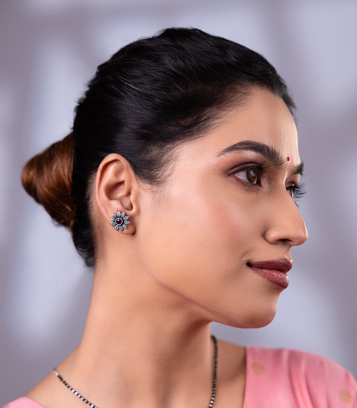 Floral Charm Antique Mangalsutra Set (silver)