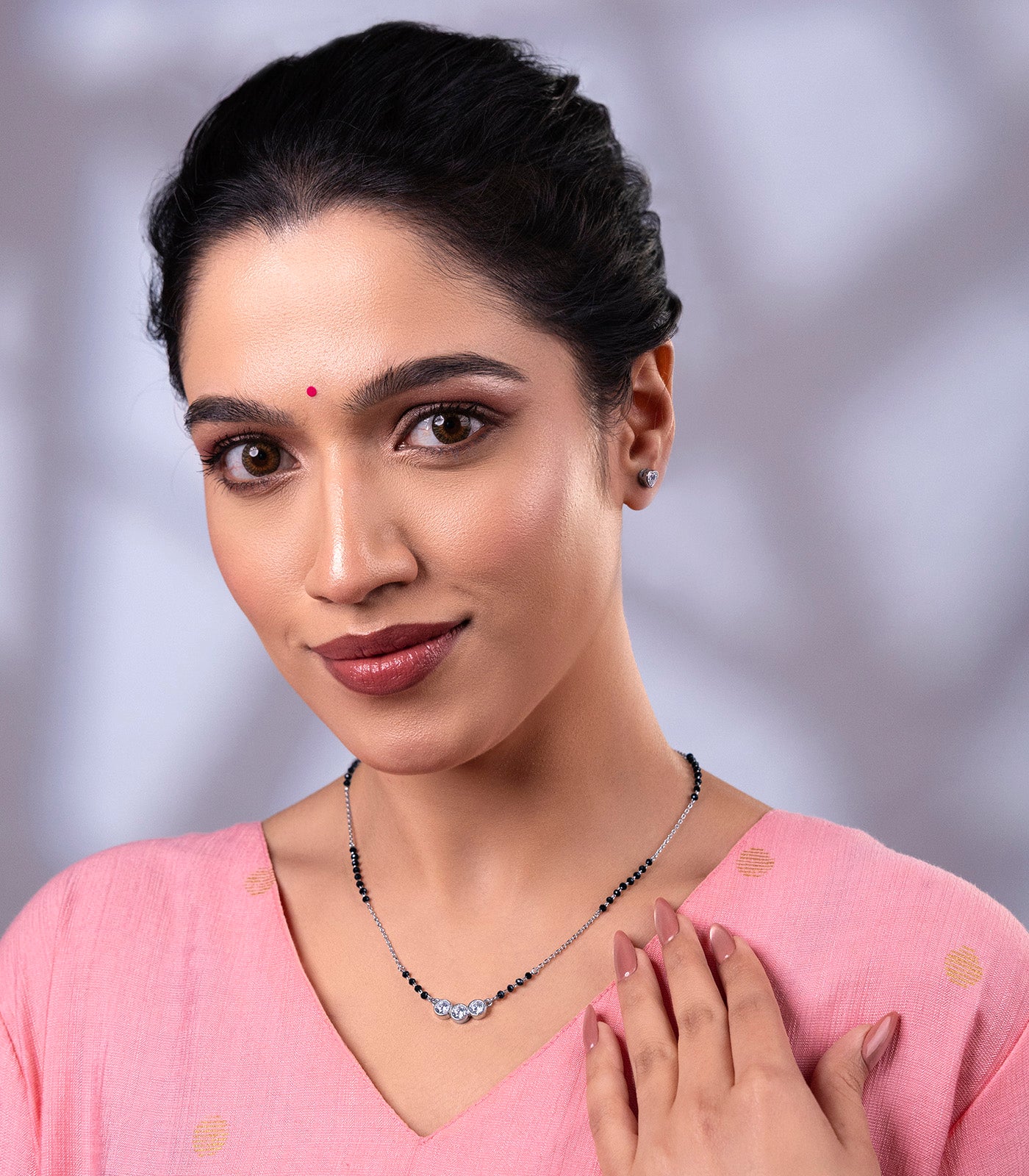 Radiant Crystals Mangalsutra Set (Silver)